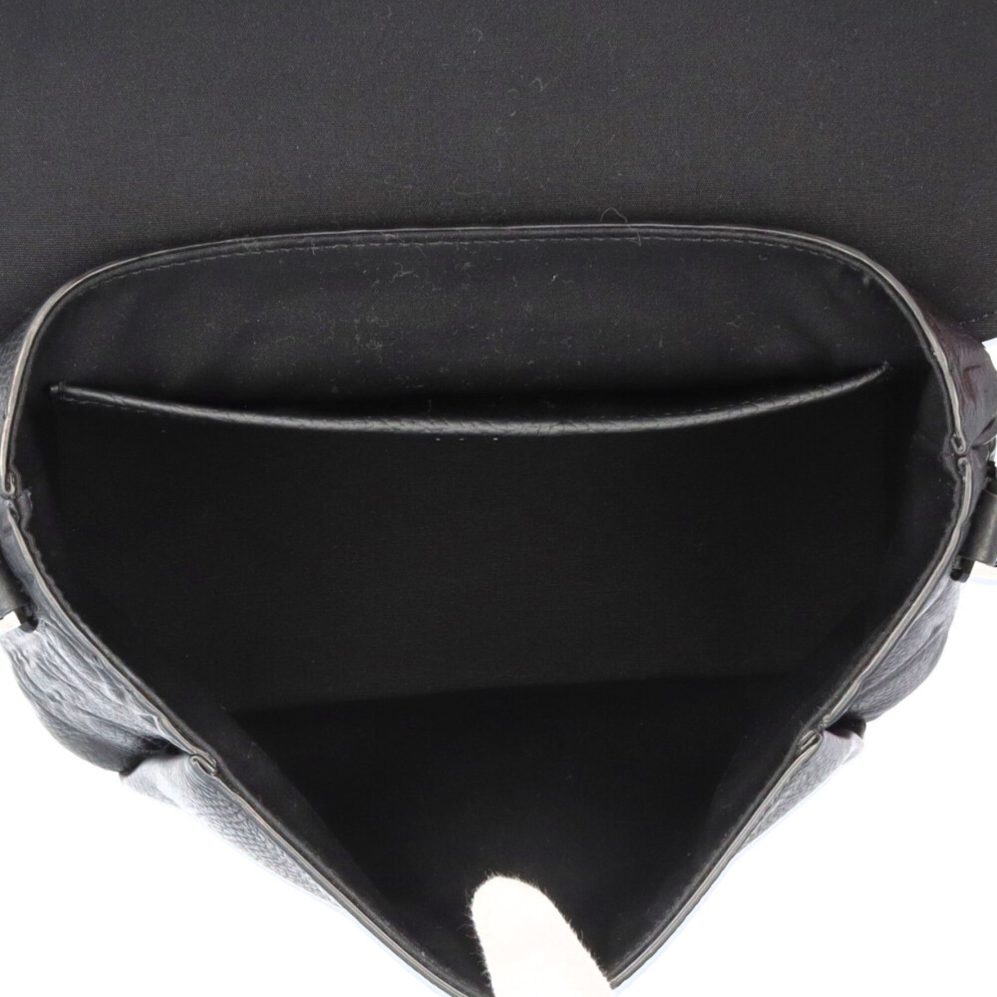 Christian Dior Black Leather Messenger Bag Shoulder Bag (Pre-Owned)