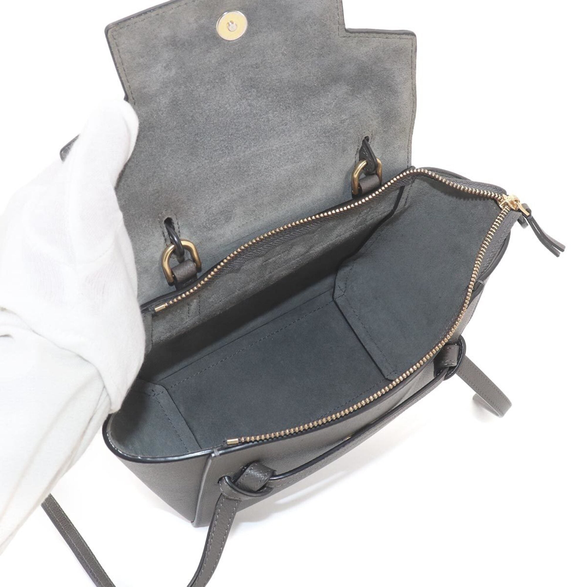 Celine Gray Leather Fanny Pack Handbag (Pre-Owned)