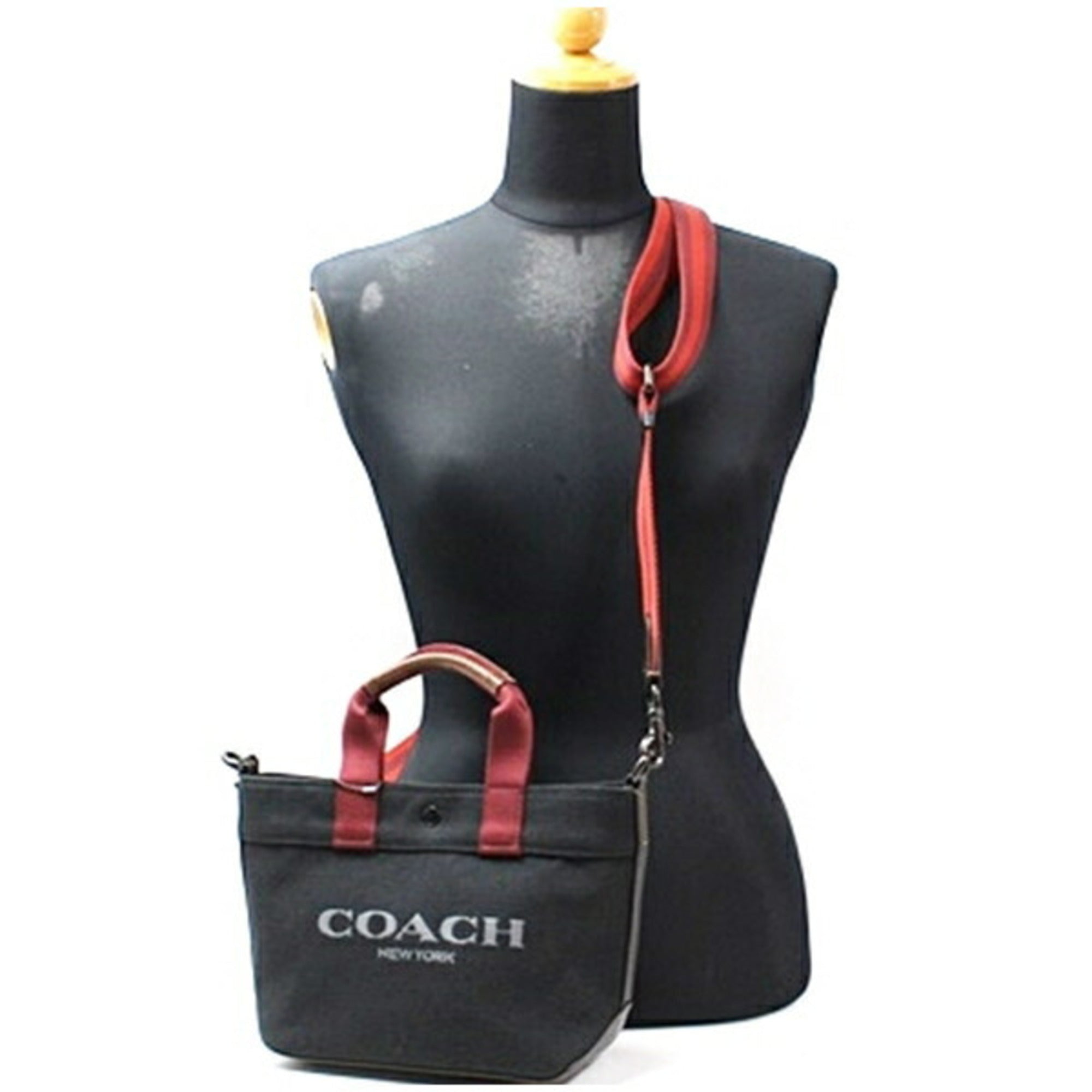 Coach Black Gray Canvas Handbag Shoulder Bag (Pre-Owned)
