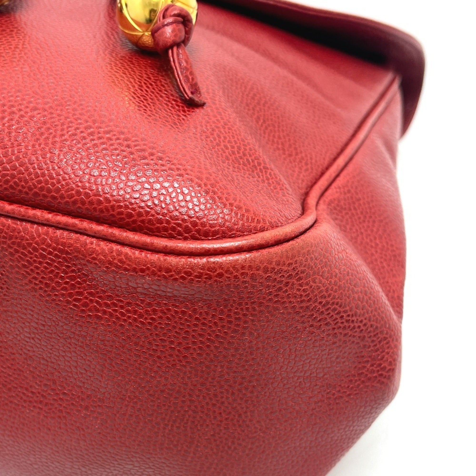 Chanel Red Color Grained Calfskin Backpack (Pre-Owned)