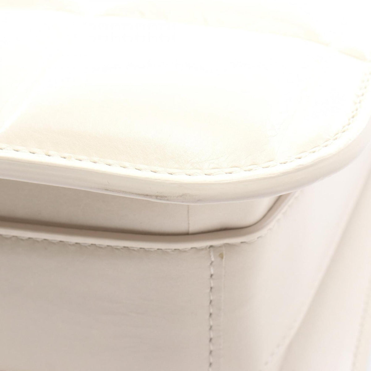 Bottega Veneta White Leather Handbag Shoulder Bag (Pre-Owned)