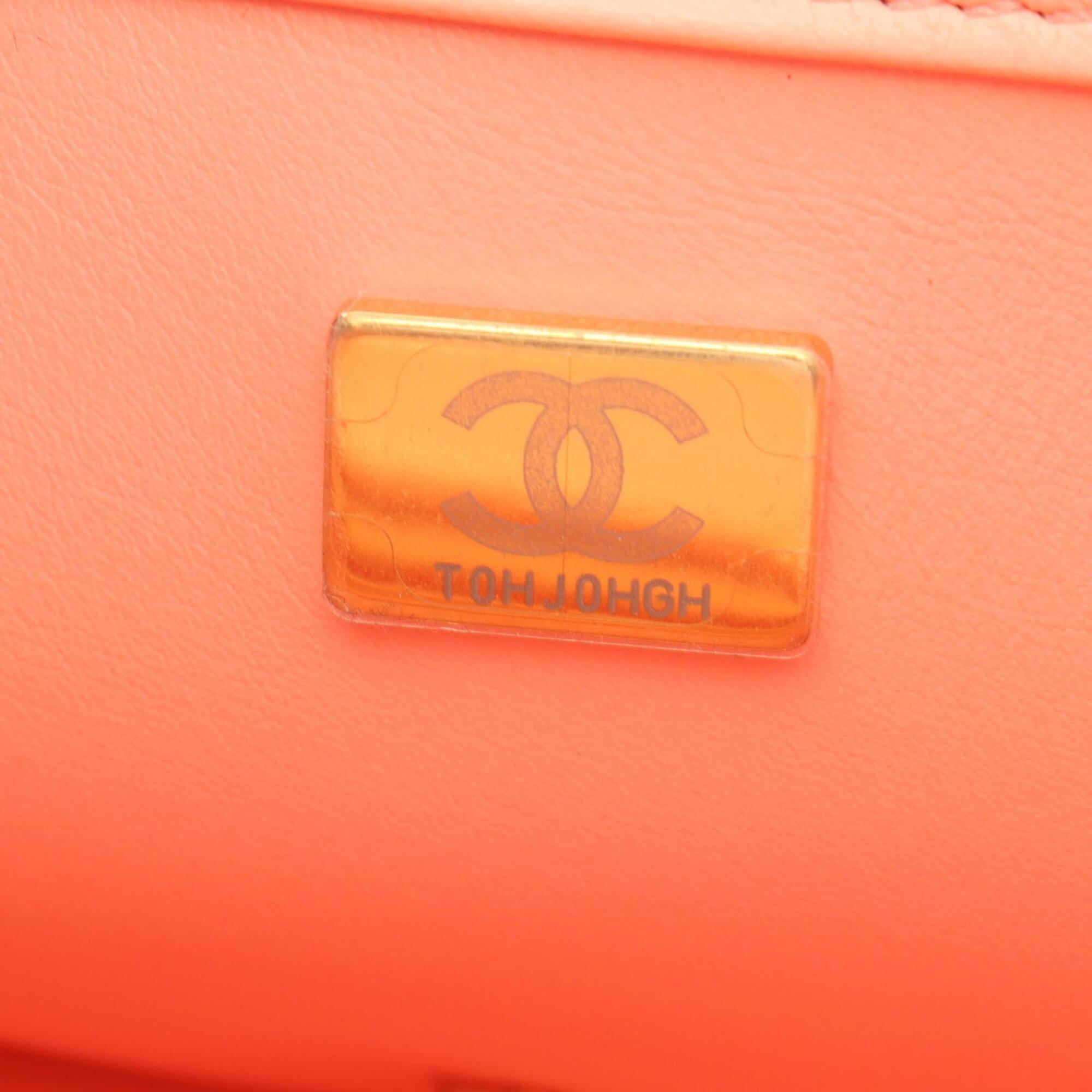 Chanel Orange Leather Handbag Shoulder Bag (Pre-Owned)