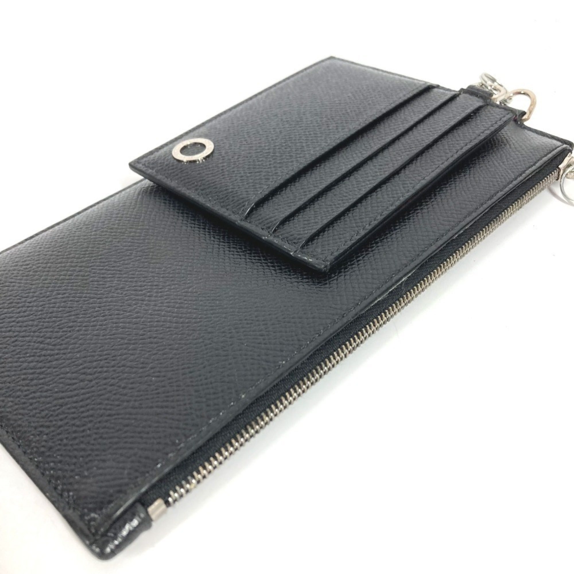 Bvlgari Black Red Color Leather Long Wallet (Bi-Fold) (Pre-Owned)