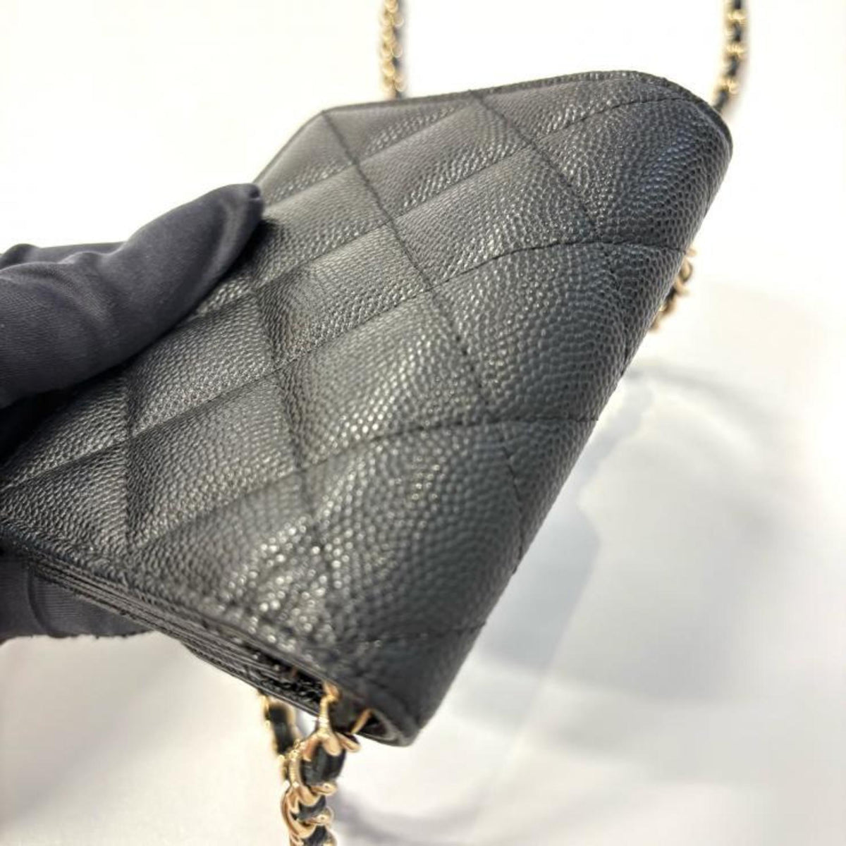 Chanel Black Grained Calfskin Pochette (Pre-Owned)