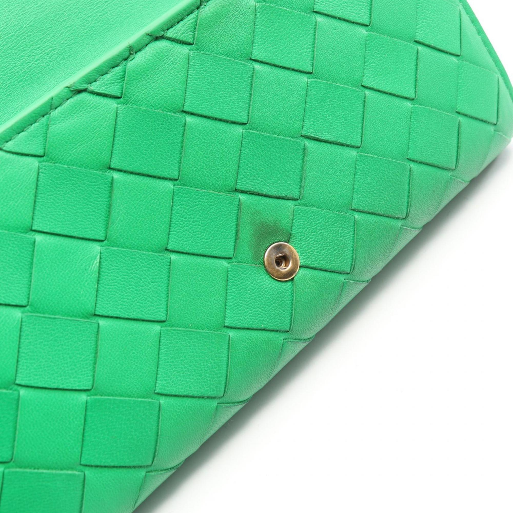 Bottega Veneta Green Leather Long Wallet (Bi-Fold) (Pre-Owned)