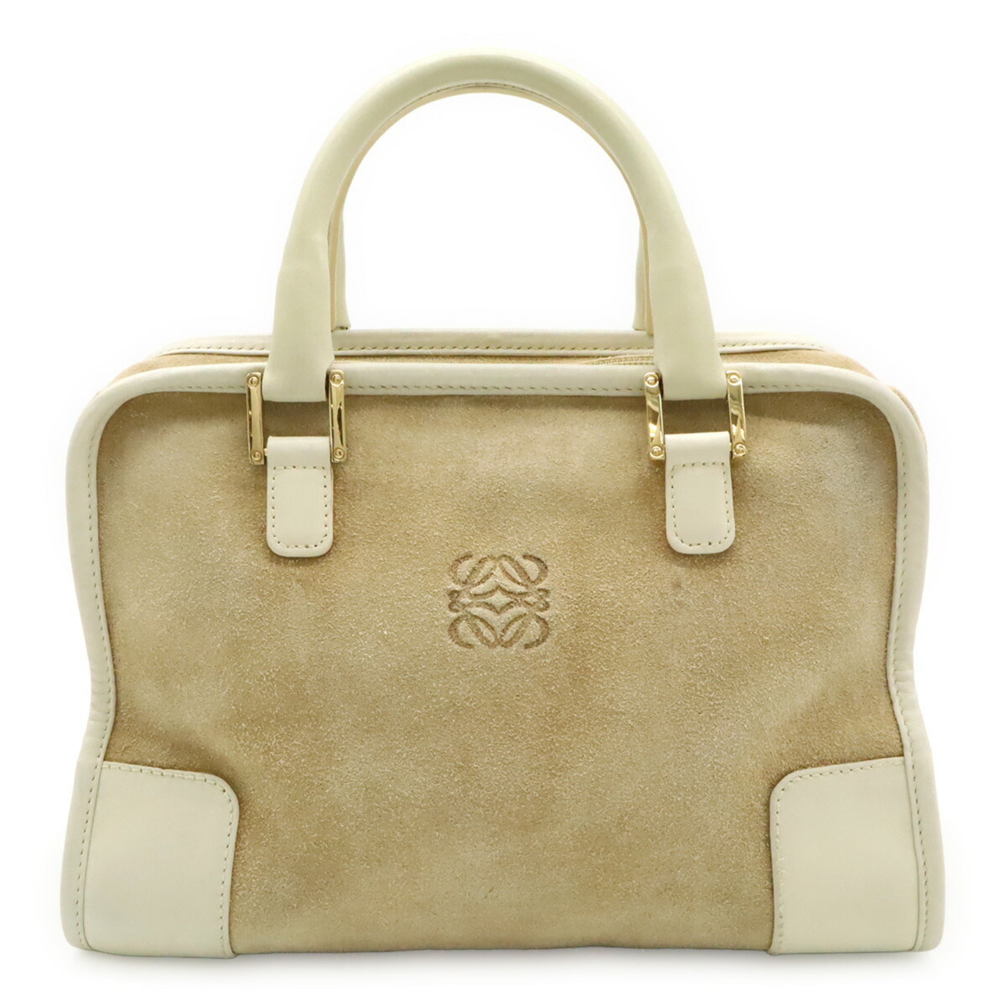 Loewe Amazona Beige Ivory Suede Leather Handbag (Pre-Owned)