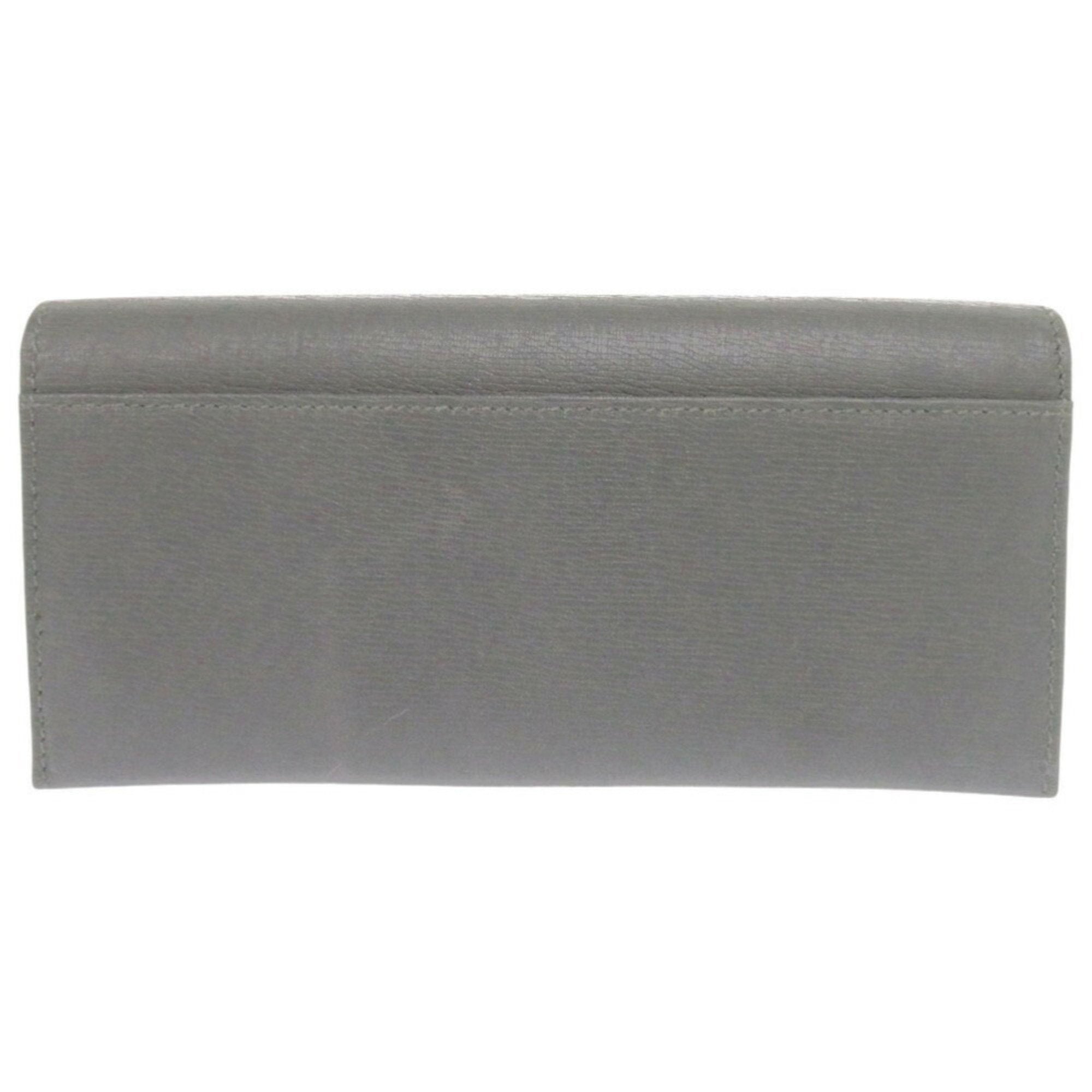 Gucci Gray Leather Long Wallet (Bi-Fold) (Pre-Owned)