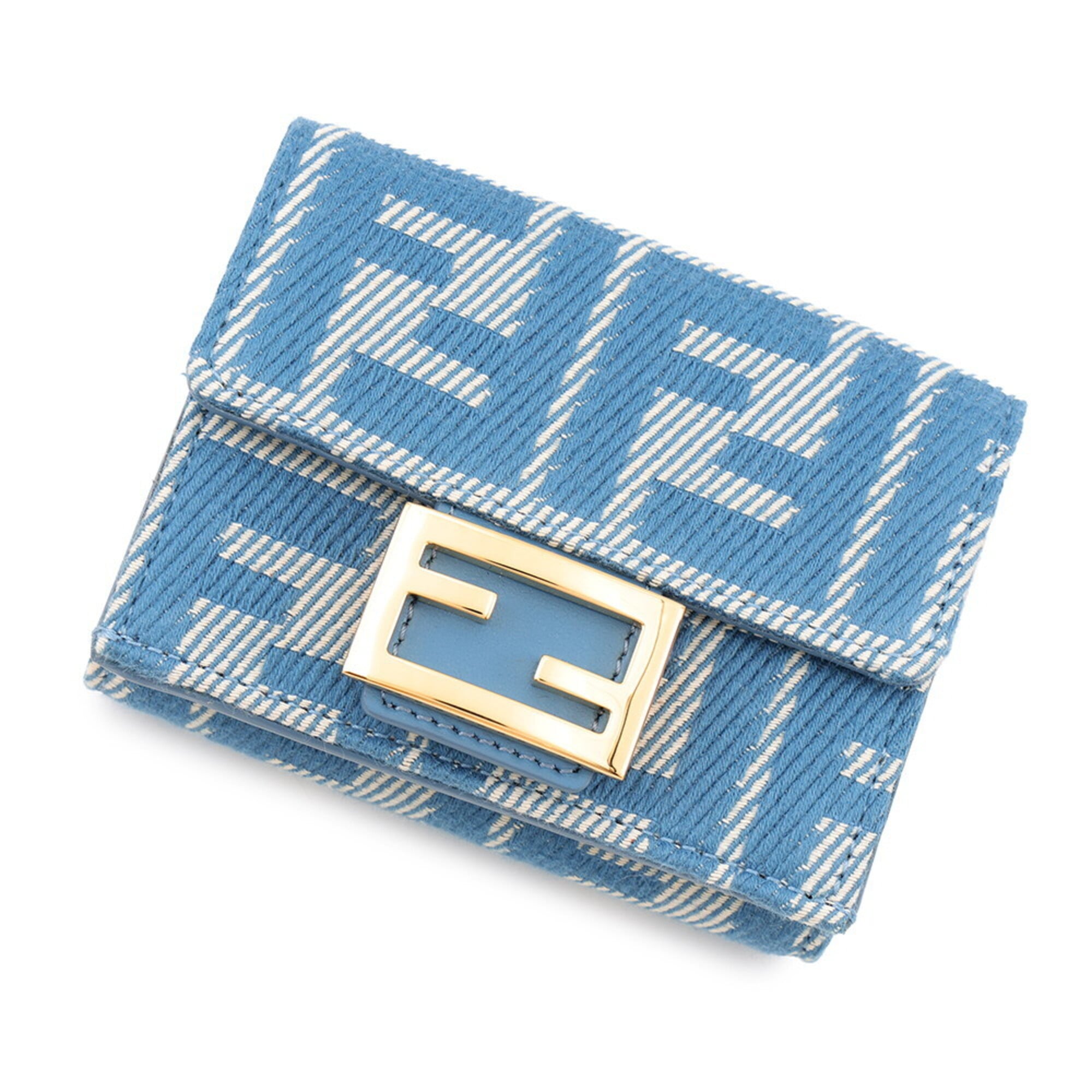 Fendi Blue Canvas Wallet (Tri-Fold) (Pre-Owned)