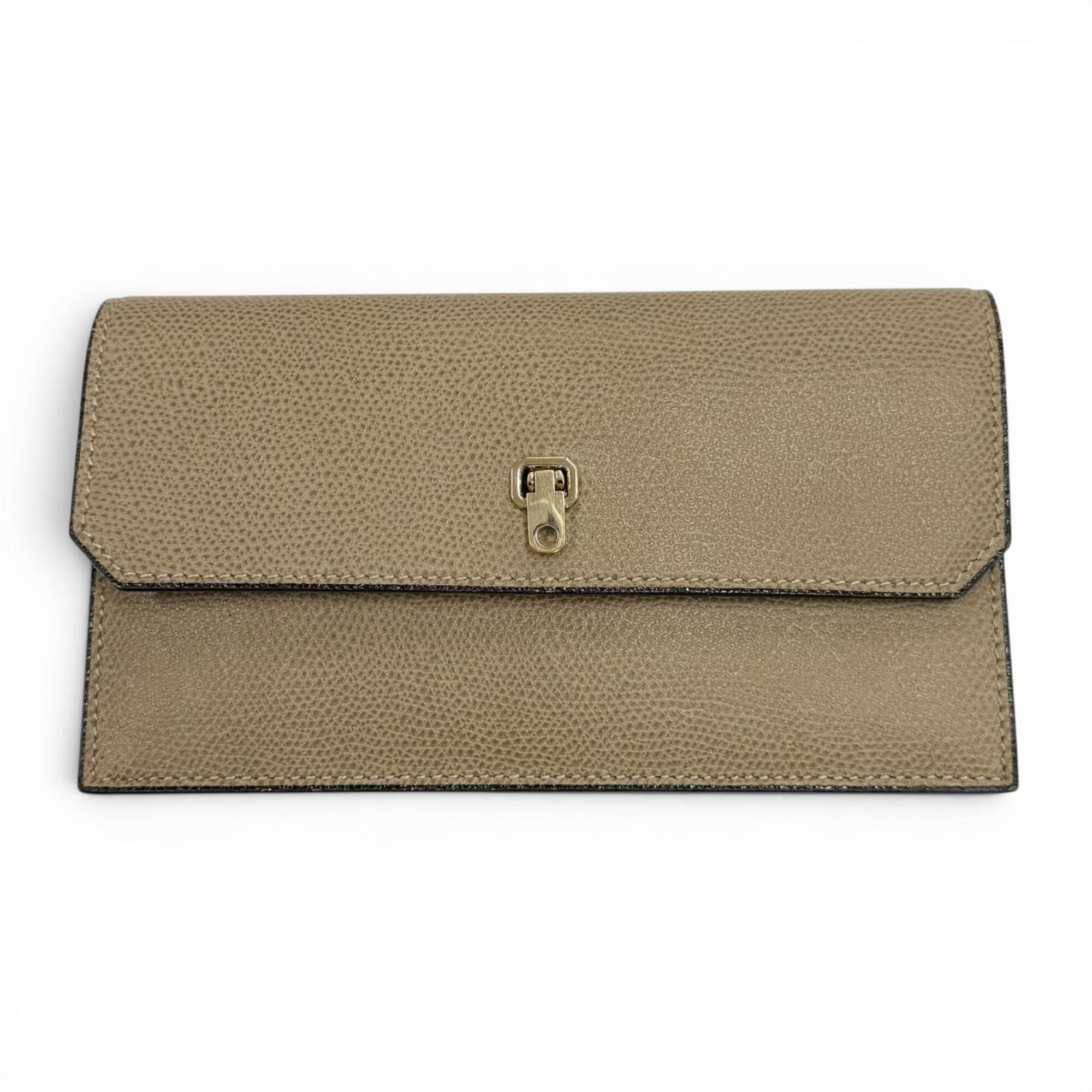 Valextra Grayish Leather Long Wallet (Bi-Fold) (Pre-Owned)