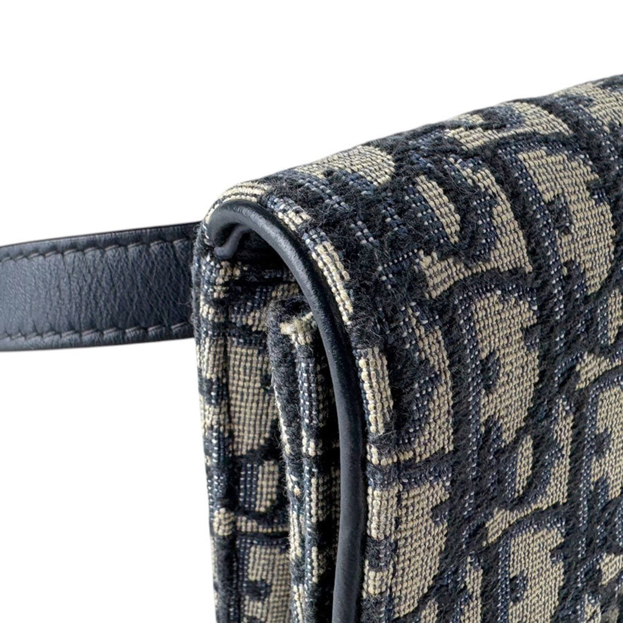 Christian Dior Navy Canvas Leather Sling Bag (Pre-Owned)