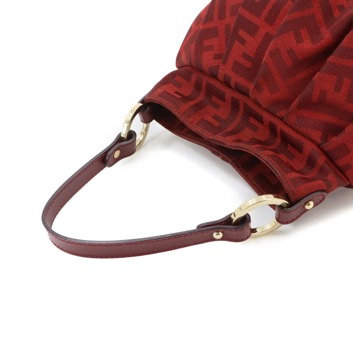 Fendi Red Color Canvas Leather Handbag (Pre-Owned)