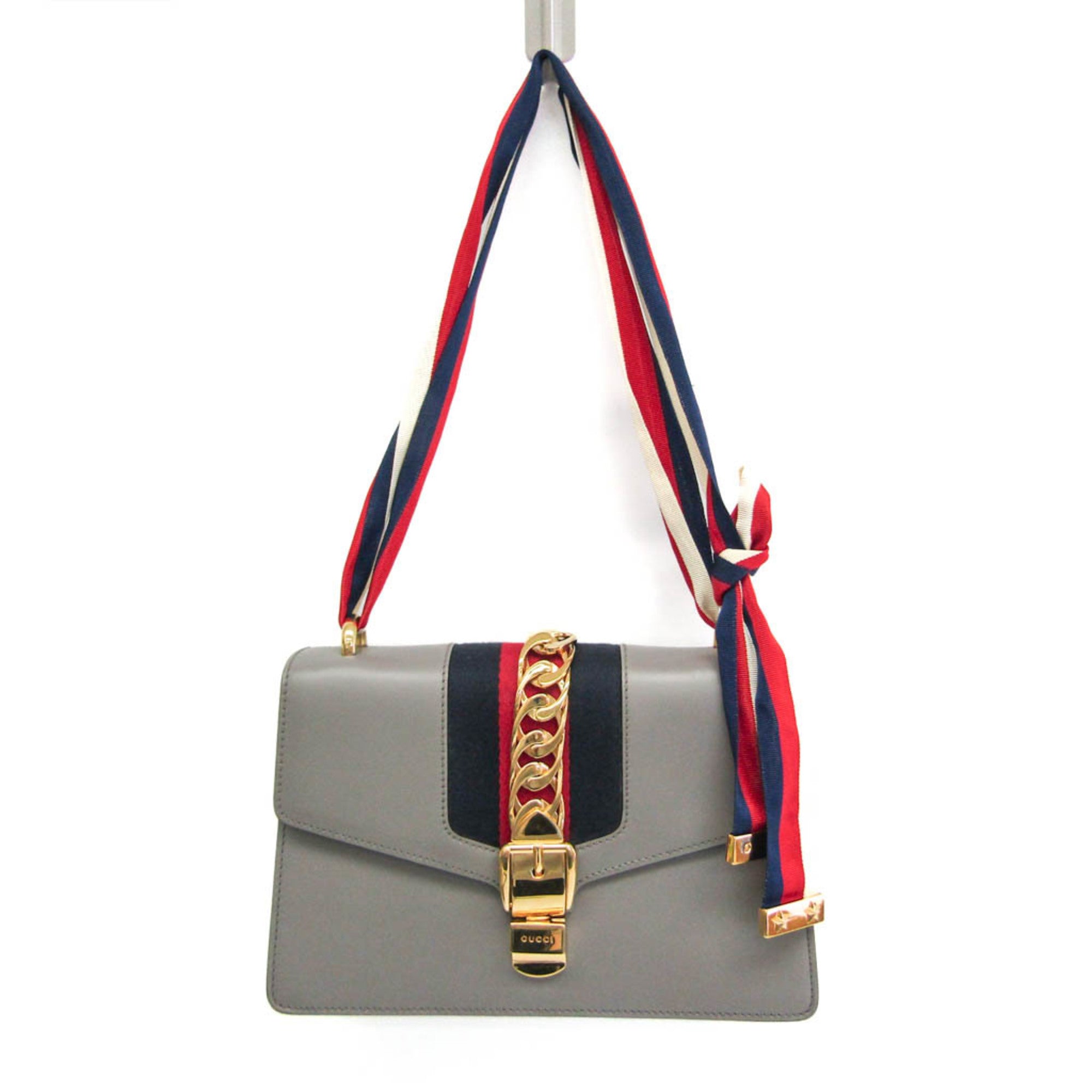 Gucci Gray Leather Shoulder Bag (Pre-Owned)