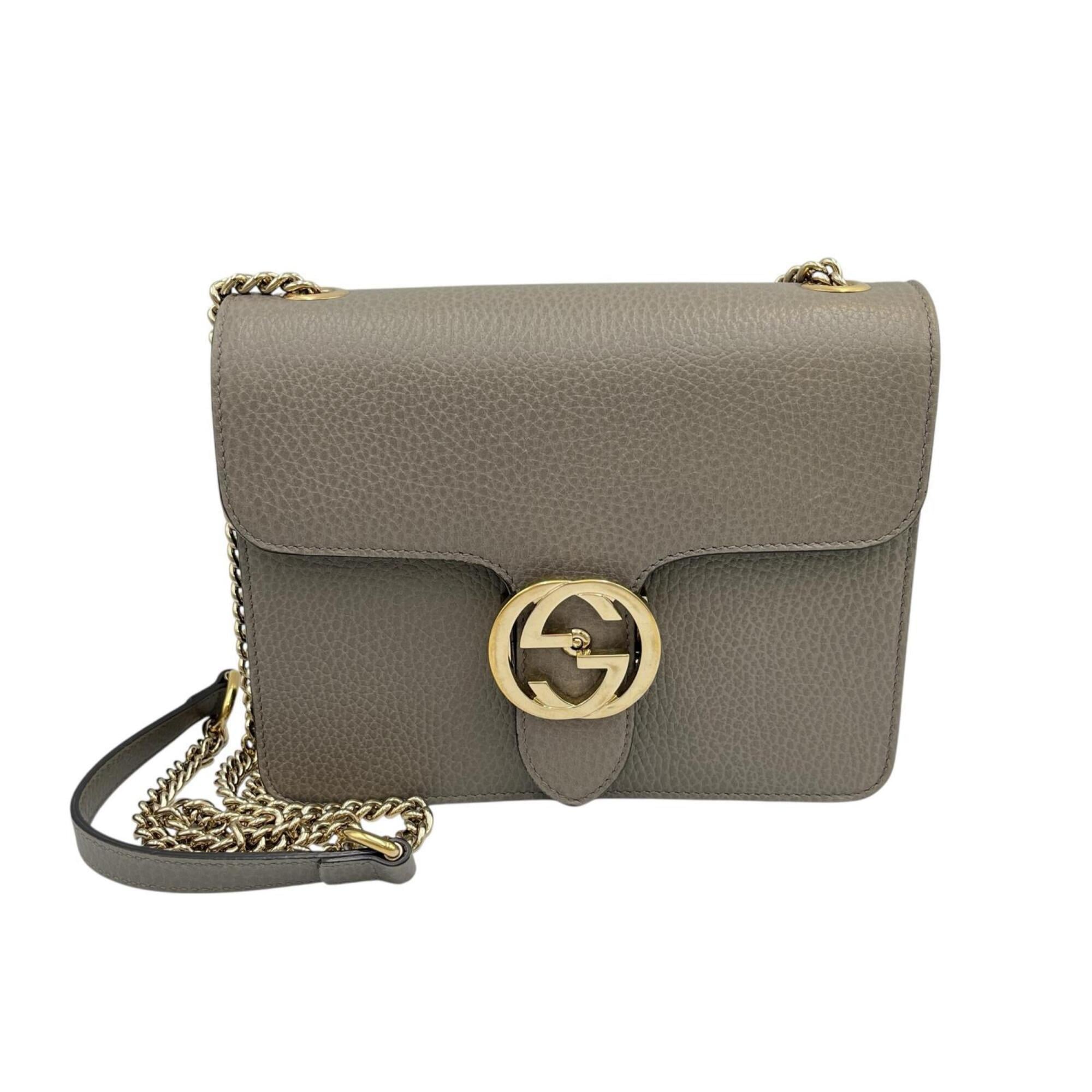 Gucci Gray Leather Shoulder Bag (Pre-Owned)