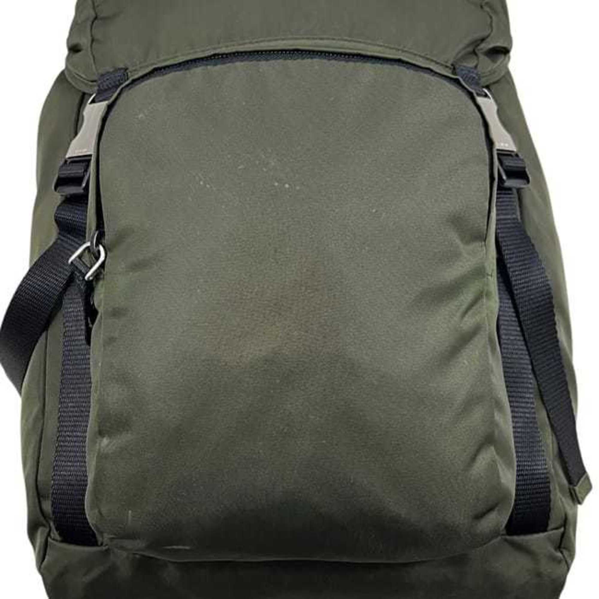 Prada Green Khaki Mimetico Nylon Leather Backpack (Pre-Owned)
