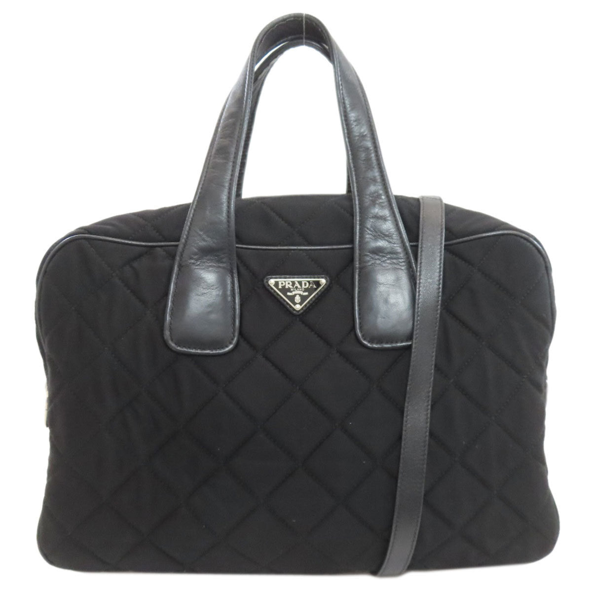 Prada Black Cotton Canvas Handbag (Pre-Owned)