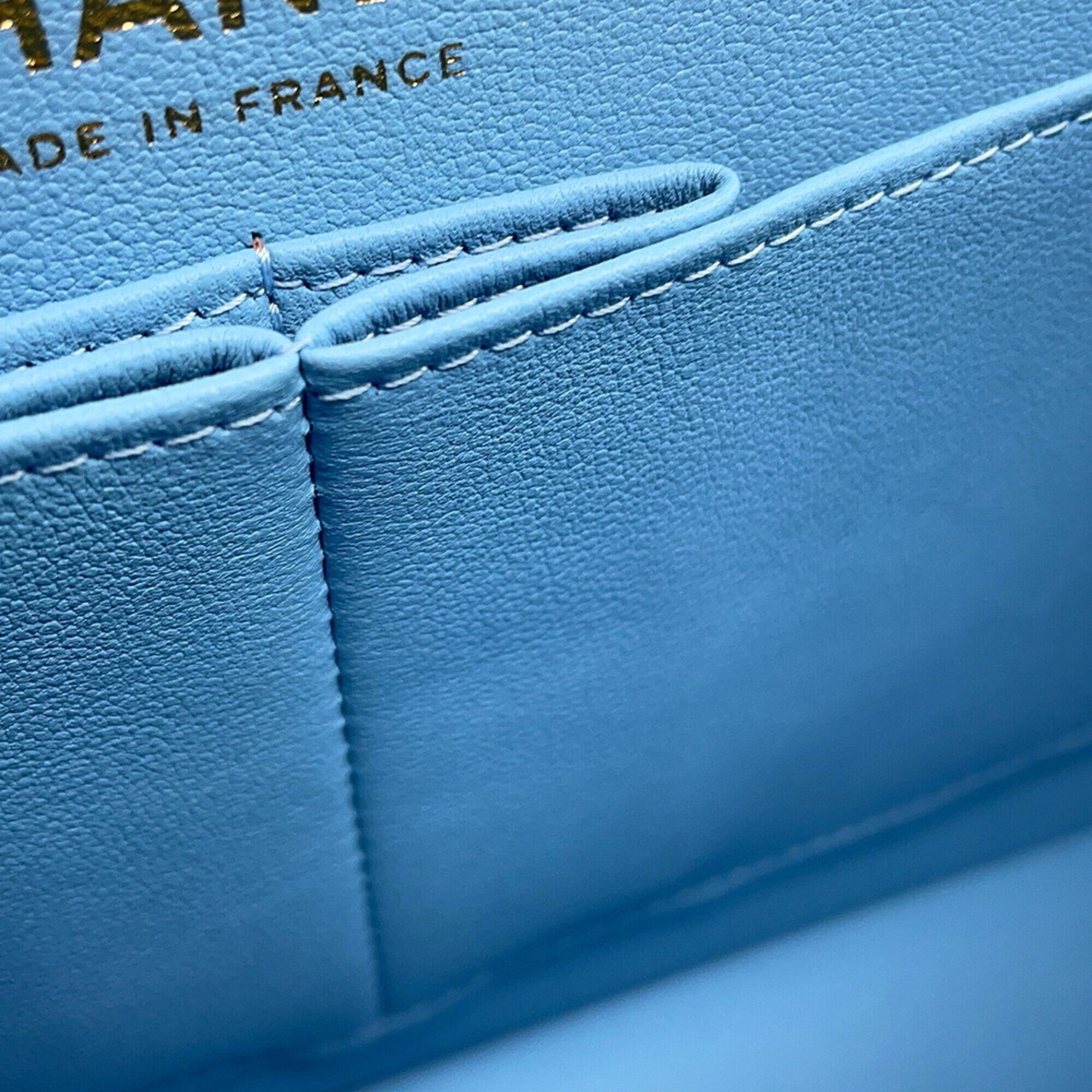 Chanel Sky Blue Grained Calfskin Handbag Shoulder Bag (Pre-Owned)