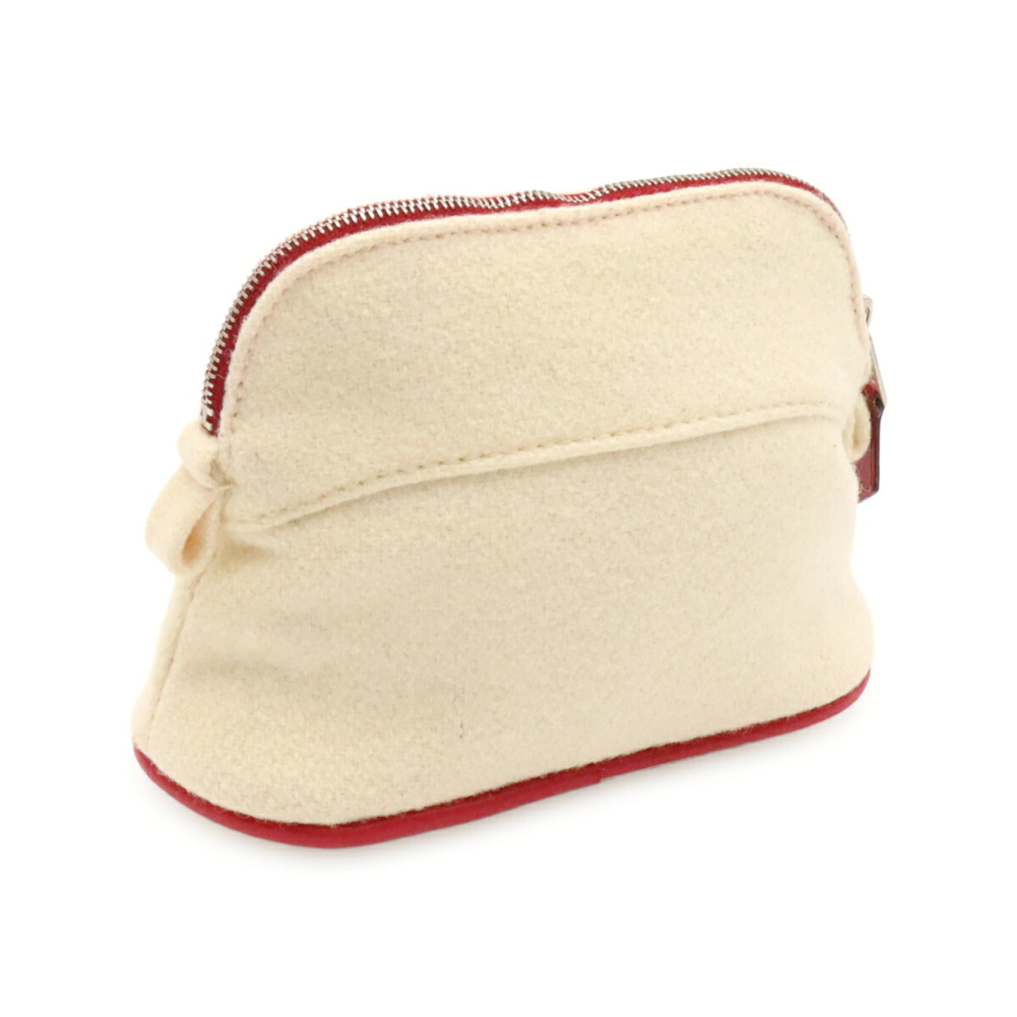 Hermes Ivory Red Color Felt Leather Handbag Pouch (Pre-Owned)