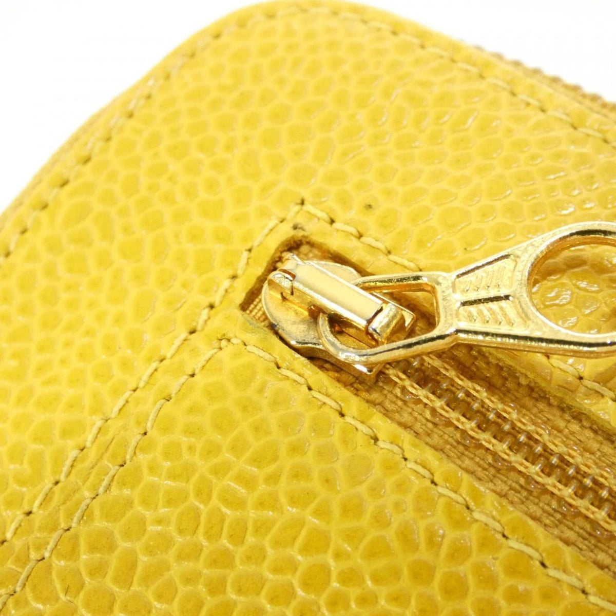 Chanel Yellow Grained Calfskin Long Wallet (Bi-Fold) (Pre-Owned)