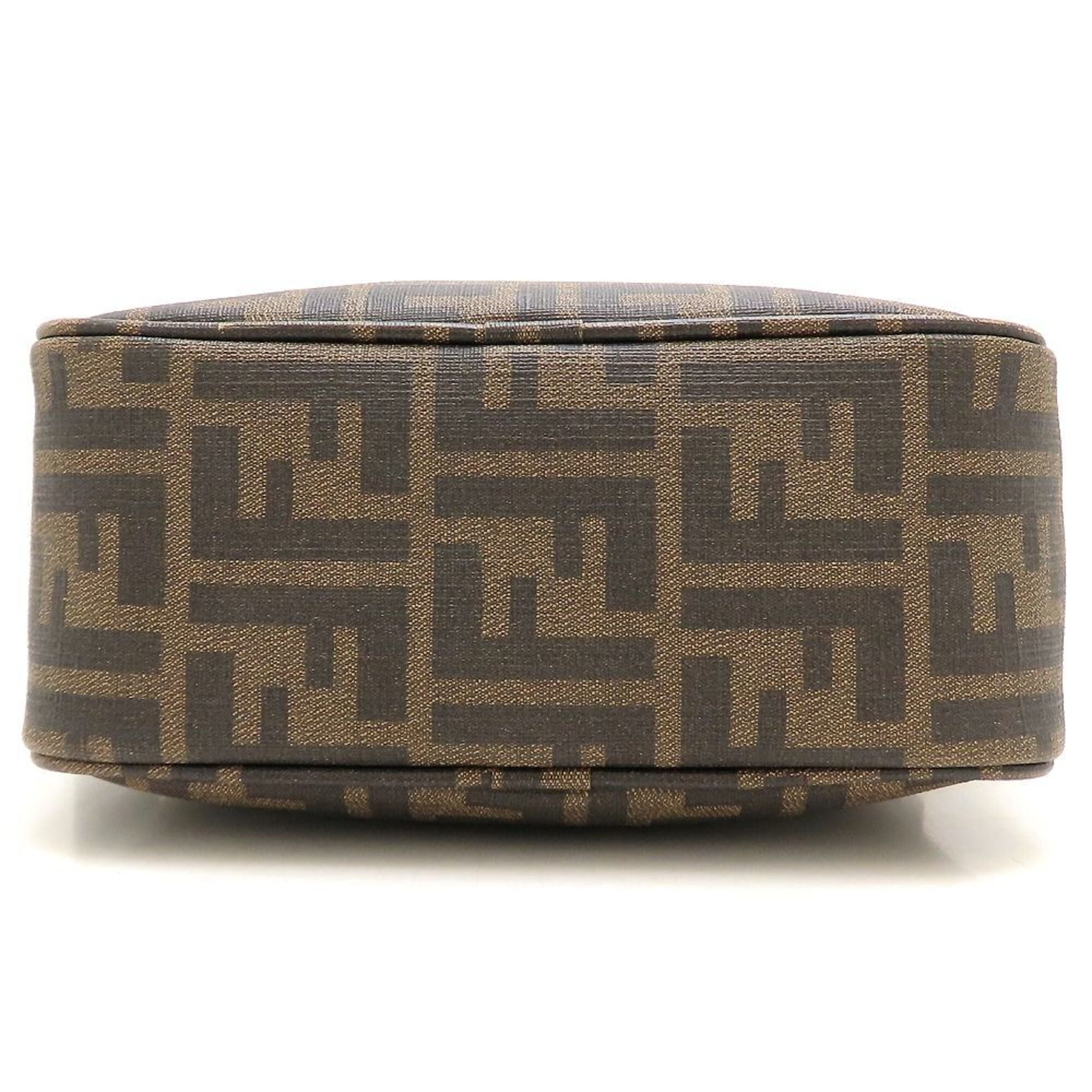 Fendi Zucchino Brown Coated Canvas Shoulder Bag (Pre-Owned)