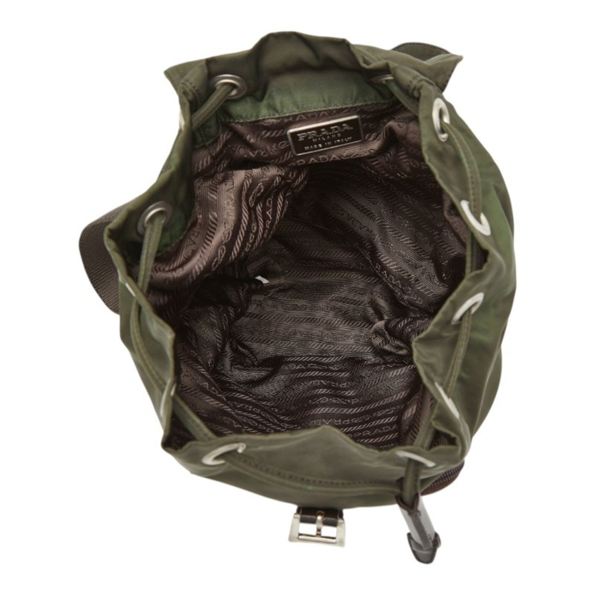 Prada Green Nylon Leather Backpack (Pre-Owned)