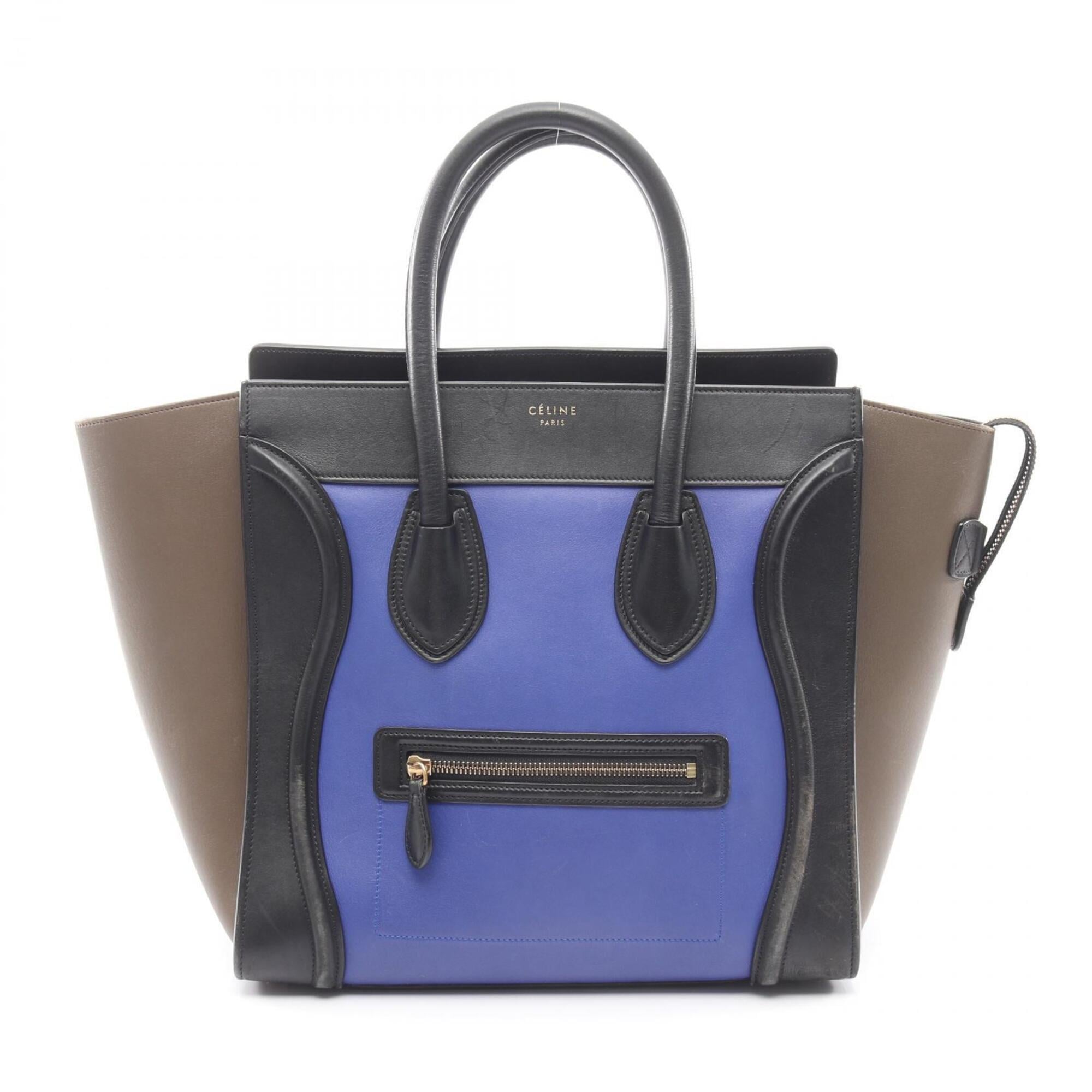Celine Black Blue Gray Leather Handbag (Pre-Owned)