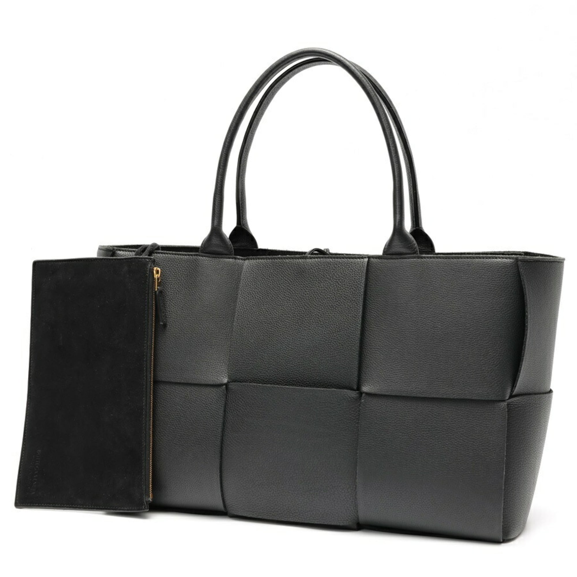Bottega Veneta Intrecciato Black Leather Tote Bag (Pre-Owned)