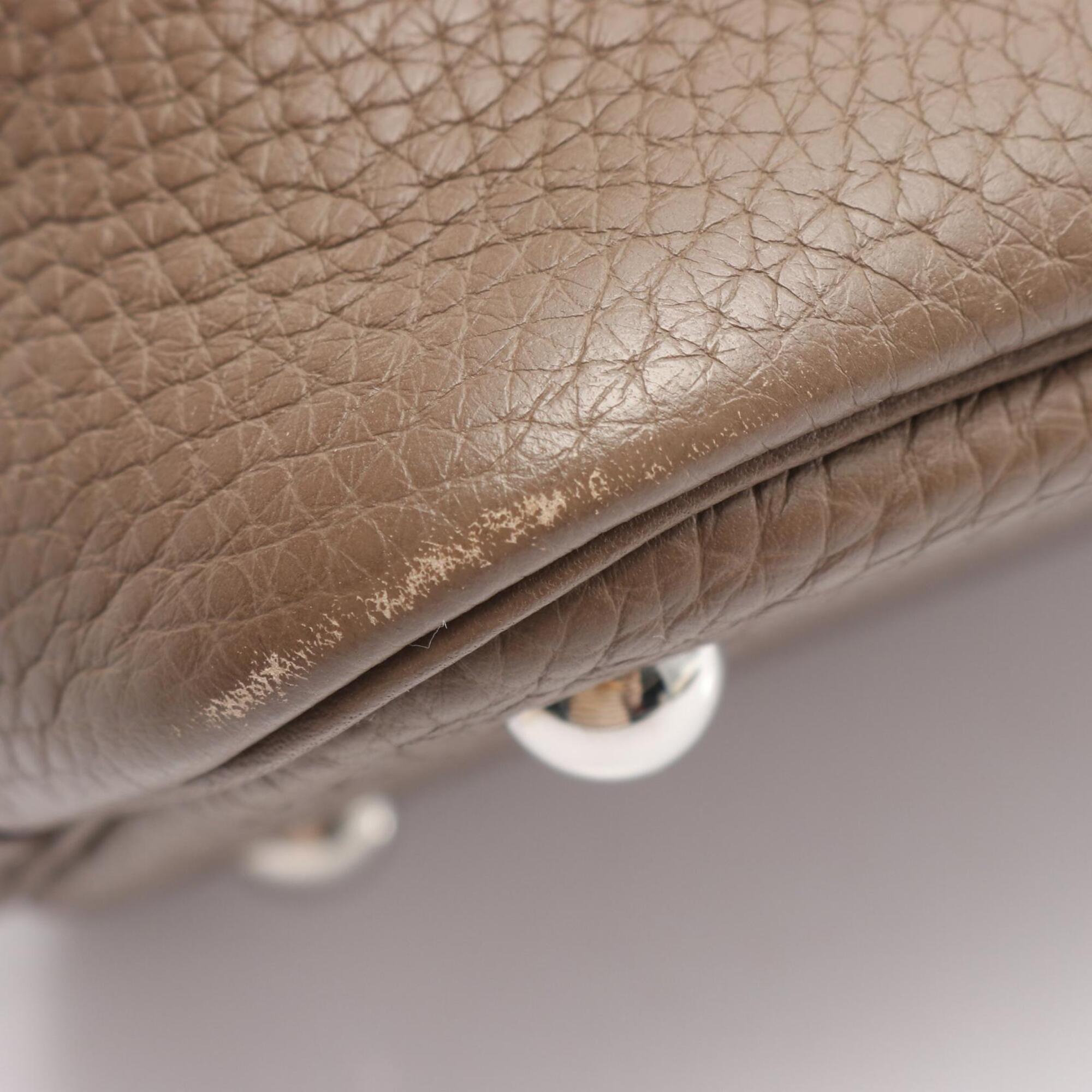 Hermes Etoupe Gray Gray Taurillon Clemence Leather Handbag (Pre-Owned)