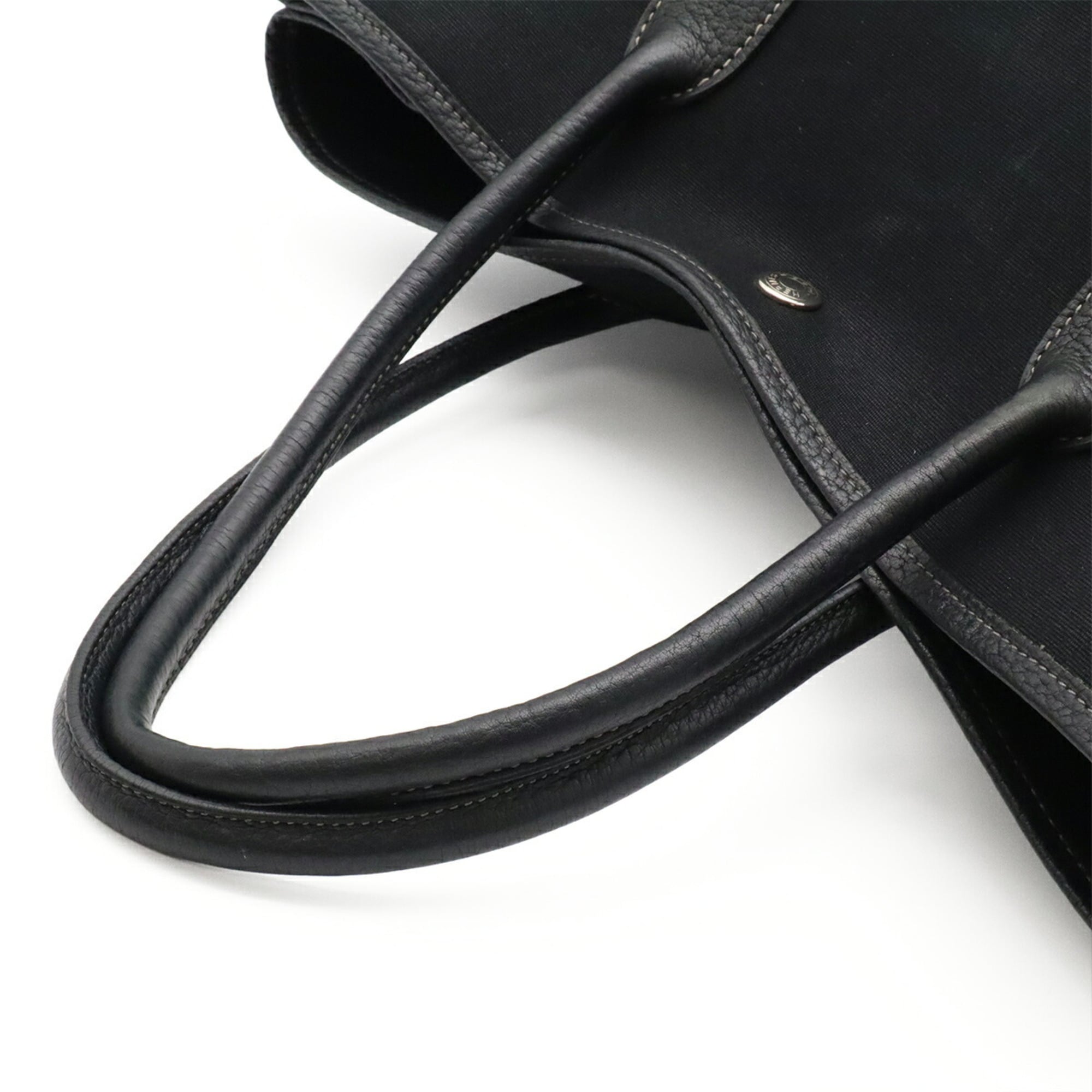 Hermes Black Toile Officier Shoulder Bag Tote Bag (Pre-Owned)
