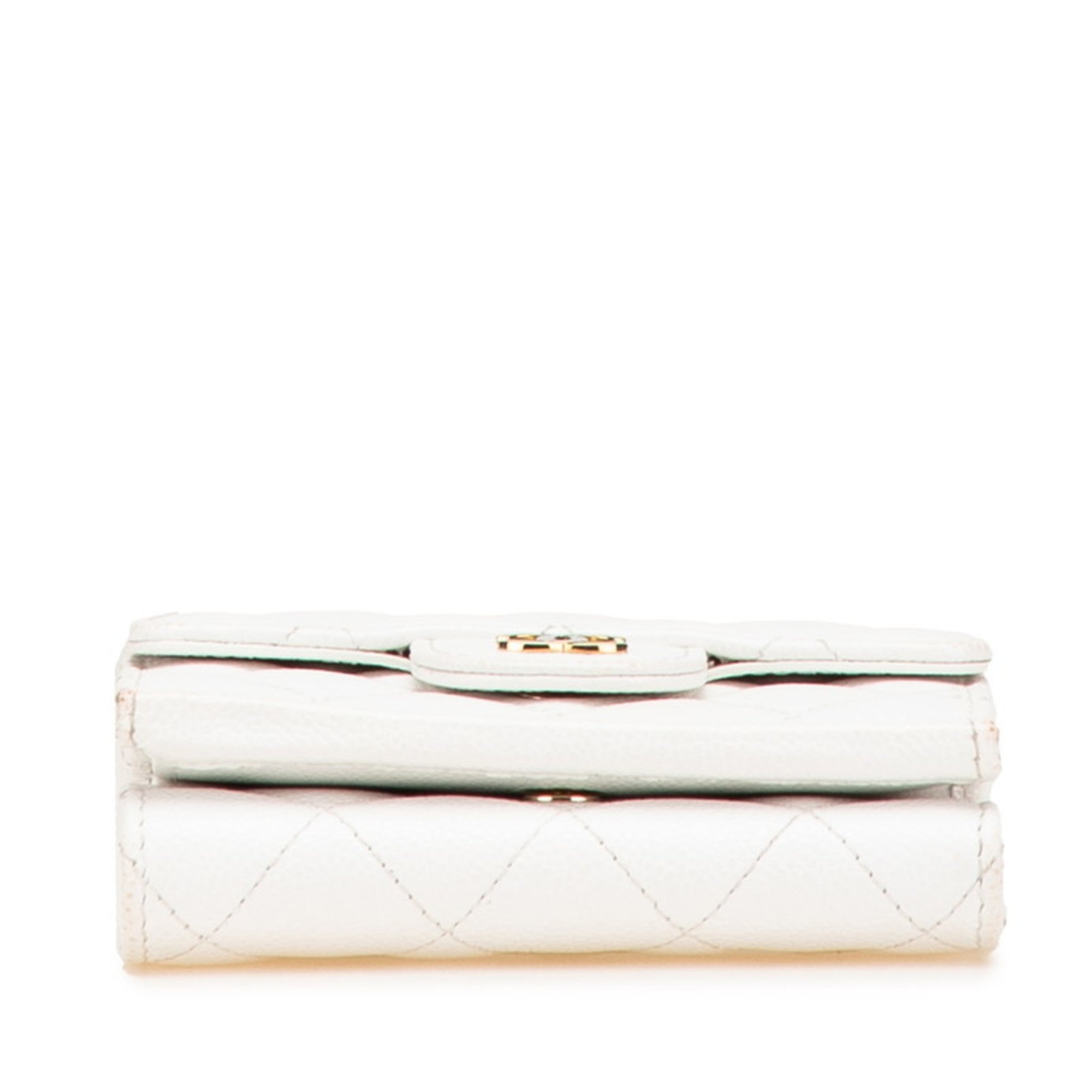 Chanel Matelasse White Grained Calfskin Wallet (Tri-Fold) (Pre-Owned)