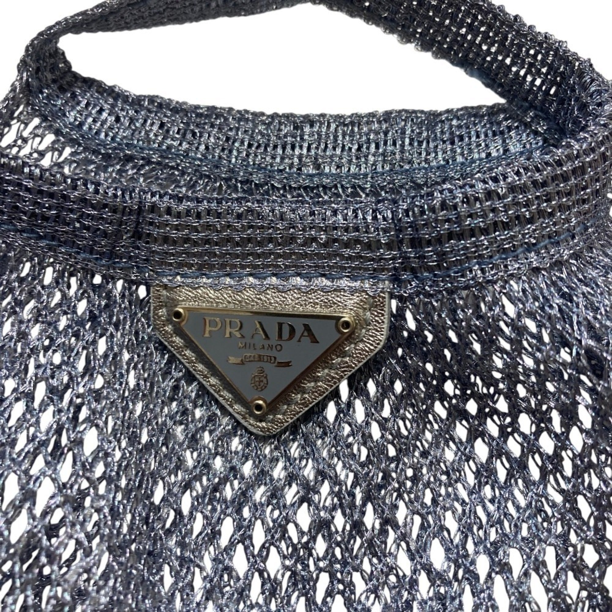 Prada Light Blue Mesh Handbag (Pre-Owned)