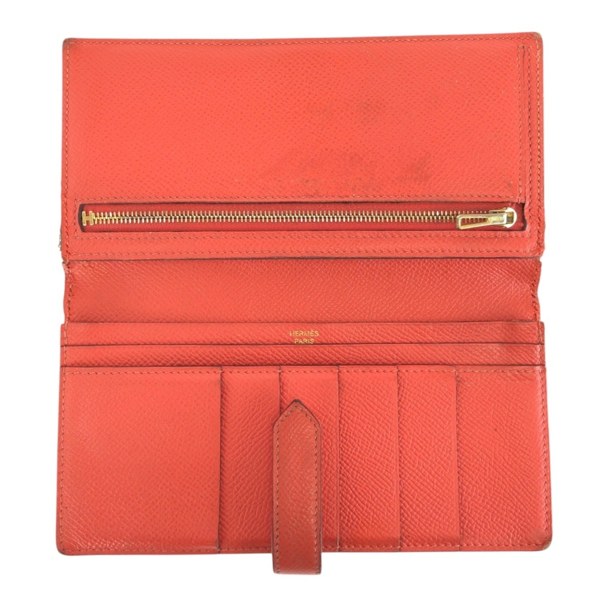 Hermes Orange Epsom Leather Long Wallet (Bi-Fold) (Pre-Owned)