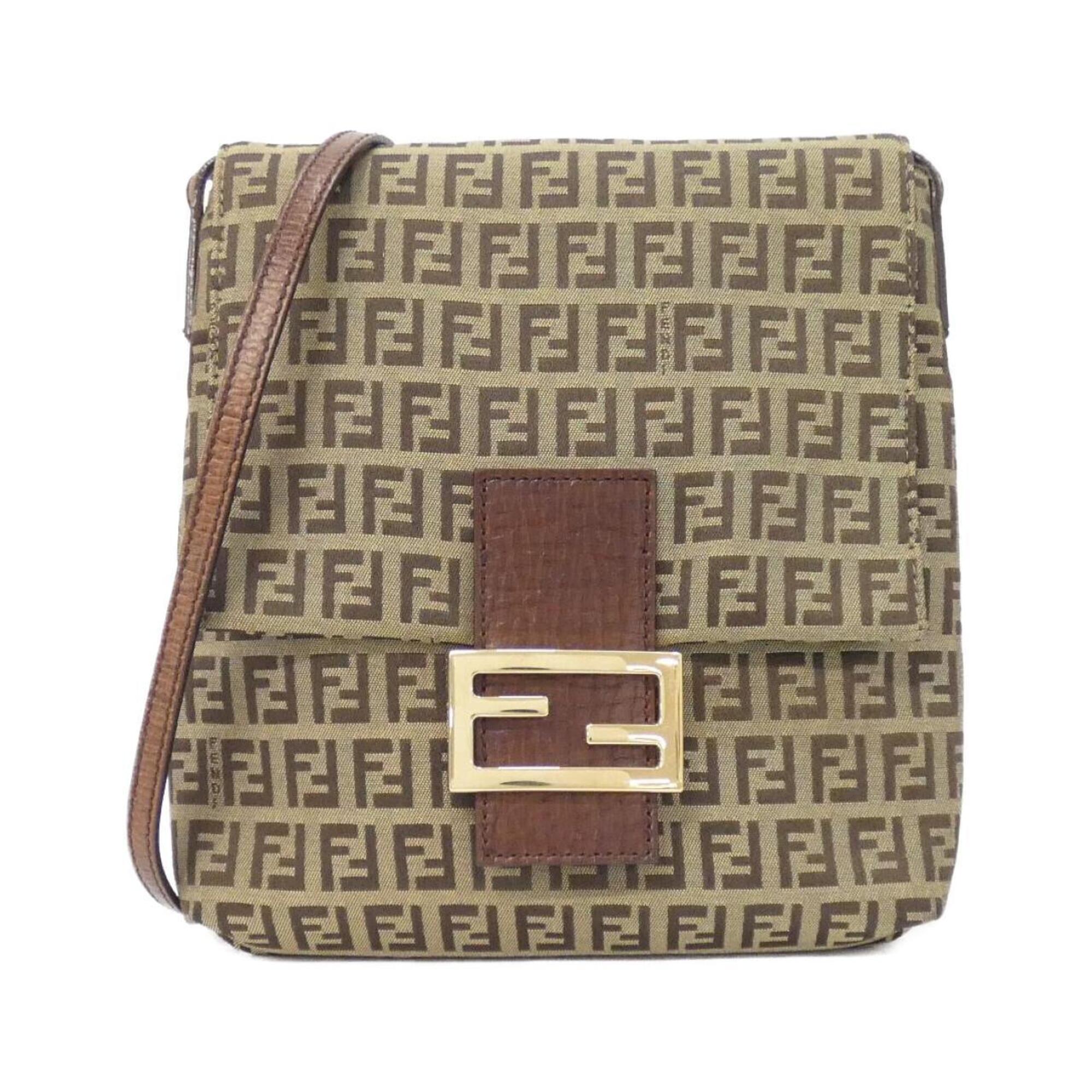 Fendi Beige Canvas Shoulder Bag (Pre-Owned)