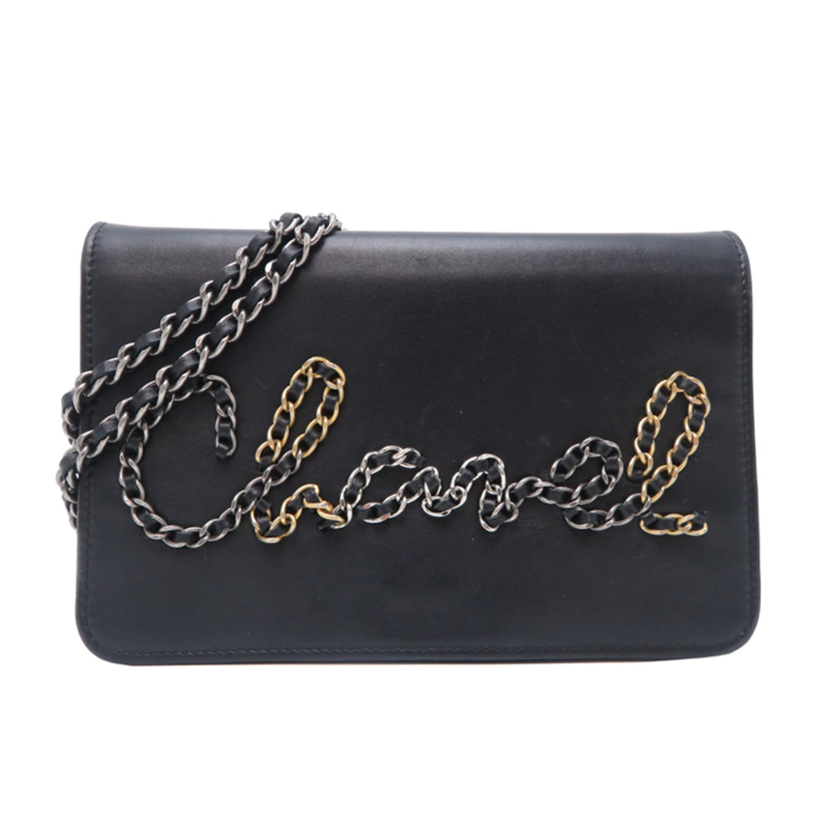 Chanel Black Leather Chain/Shoulder Wallet (Pre-Owned)