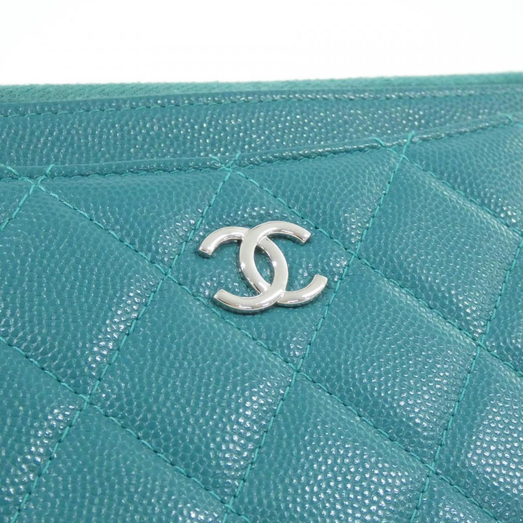 Chanel Green Grained Calfskin Handbag Pouch (Pre-Owned)