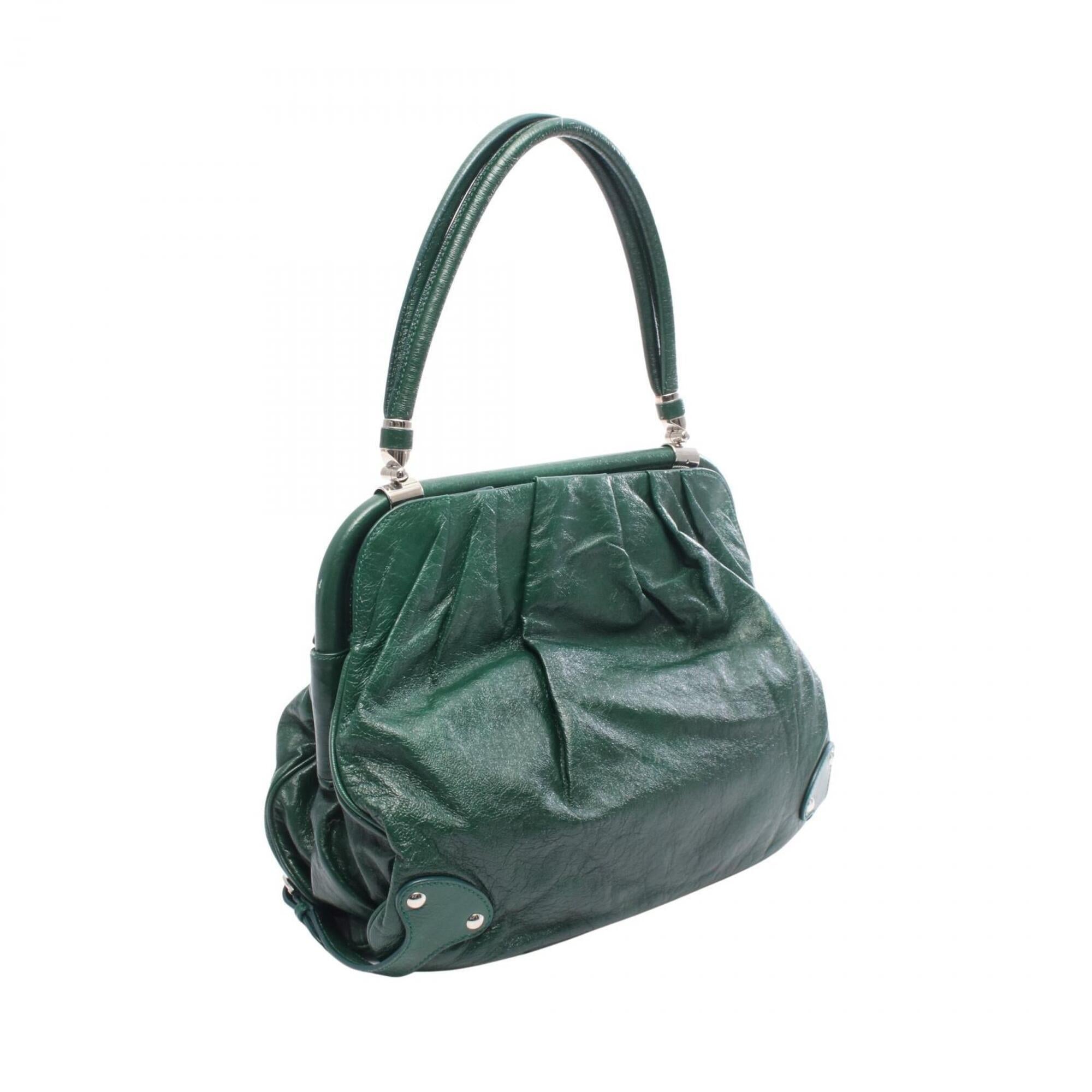 Salvatore Ferragamo Green Leather Handbag Shoulder Bag (Pre-Owned)