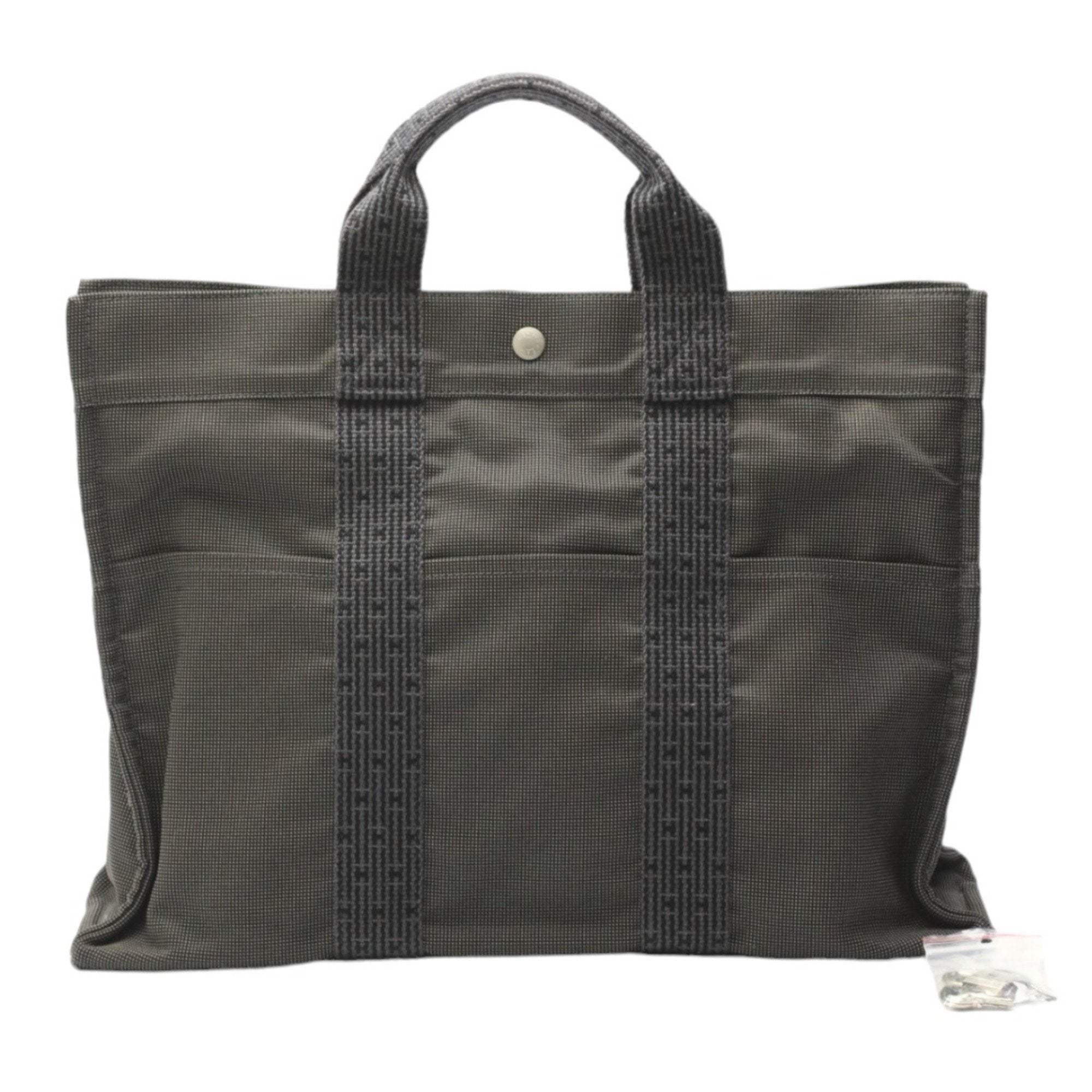 Hermes Her Line Gray Canvas Tote Bag (Pre-Owned)