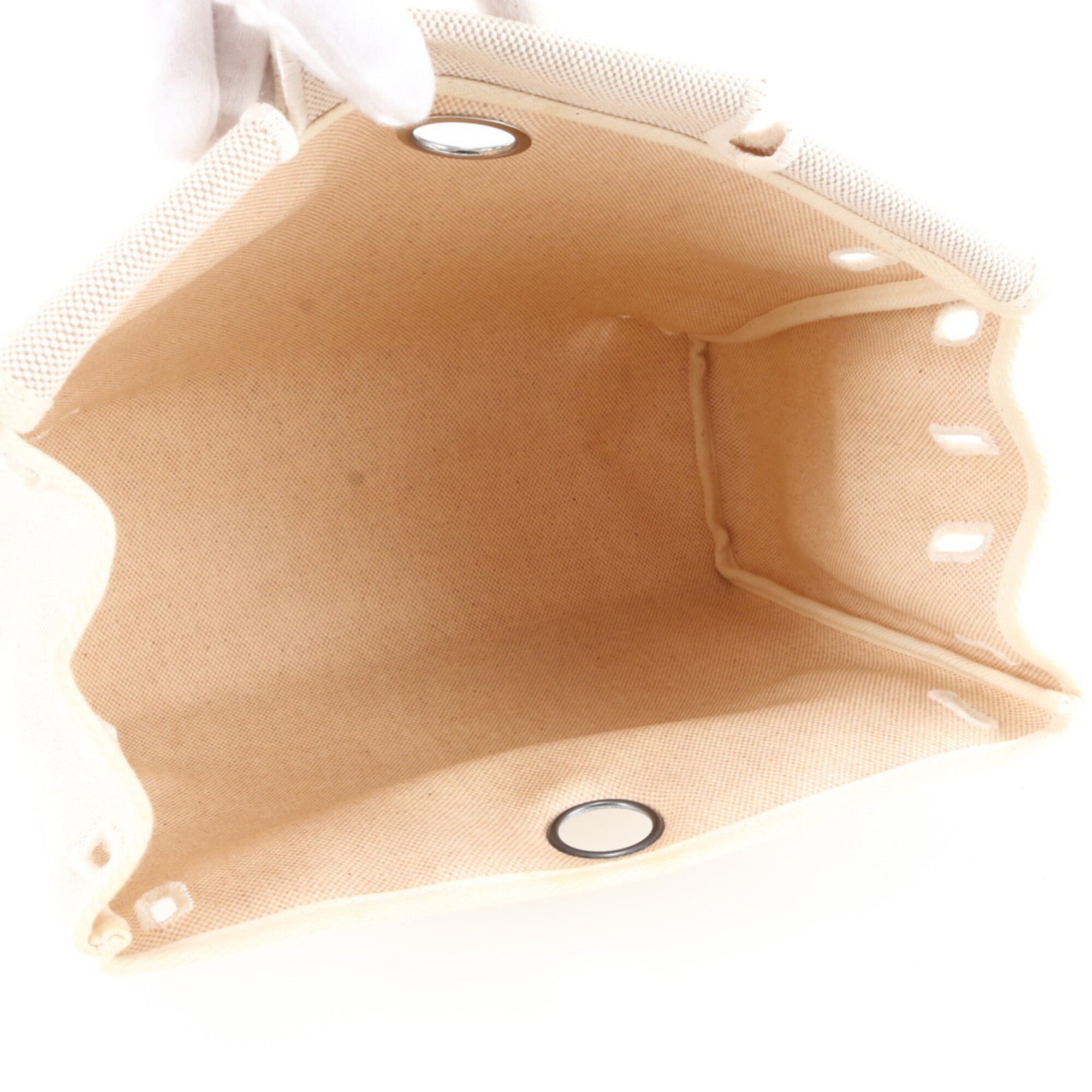 Hermes Beige Leather Canvas Backpack (Pre-Owned)