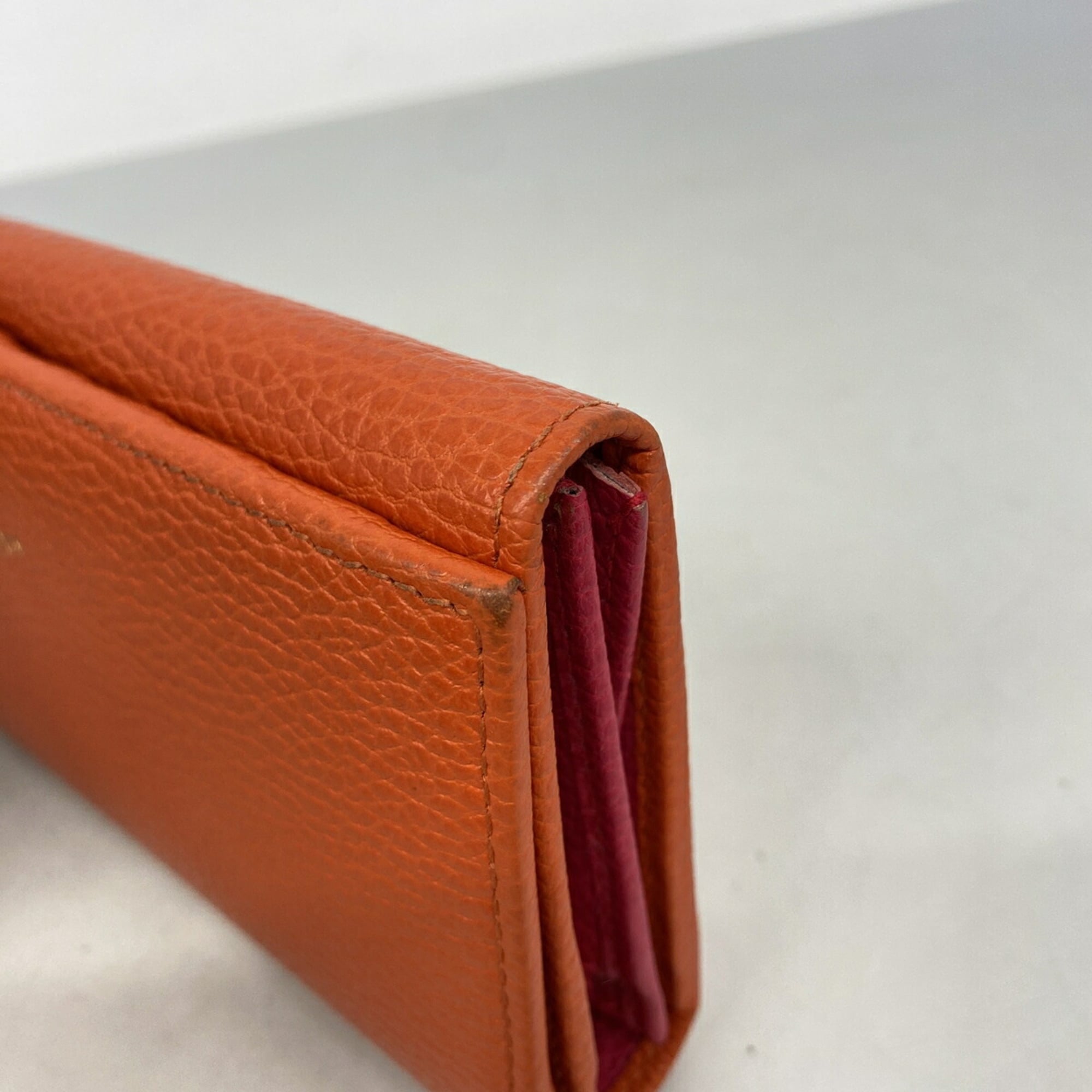 Gucci Orange Leather Long Wallet (Bi-Fold) (Pre-Owned)