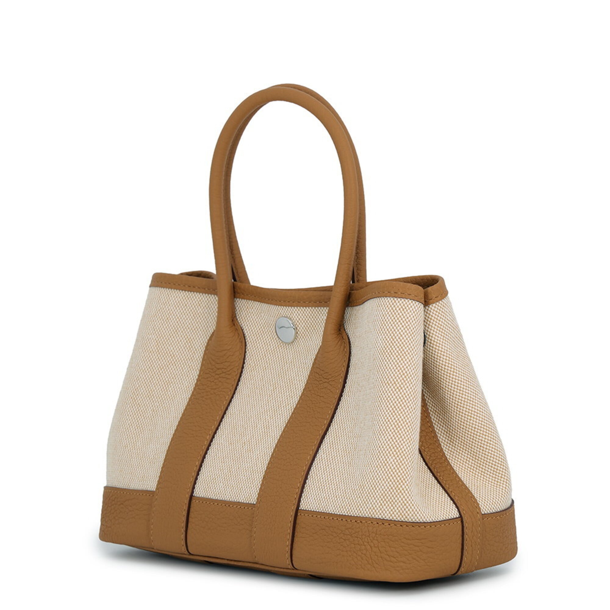 Hermes Brown Ecru Negonda Leather Toile H Tote Bag (Pre-Owned)