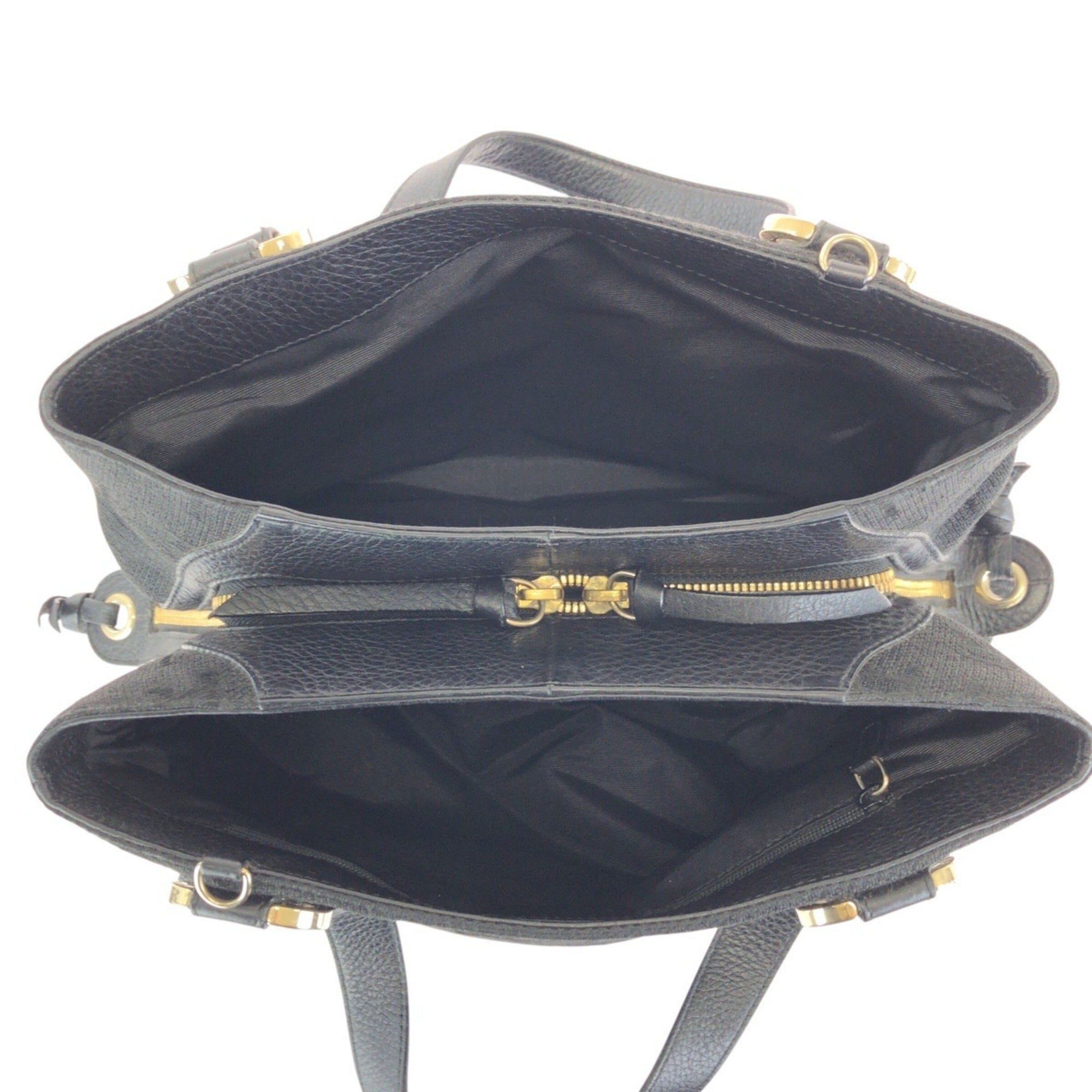 Bvlgari Black Canvas Leather Handbag Tote Bag (Pre-Owned)