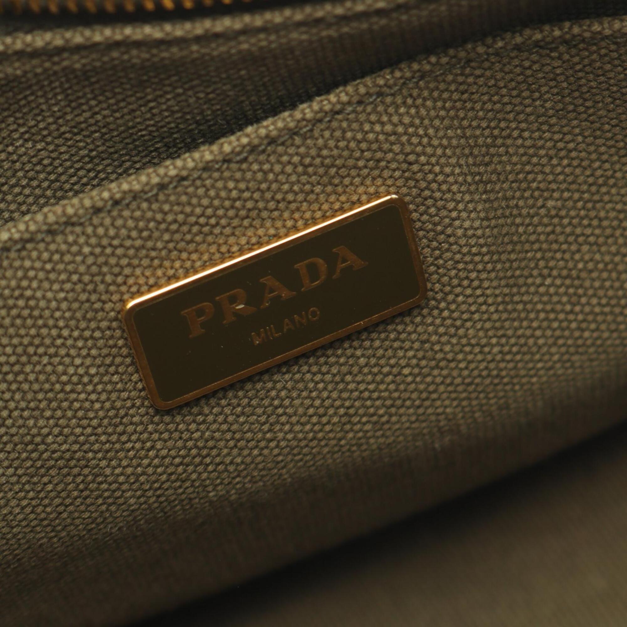 Prada Khaki Canvas Handbag Tote Bag (Pre-Owned)