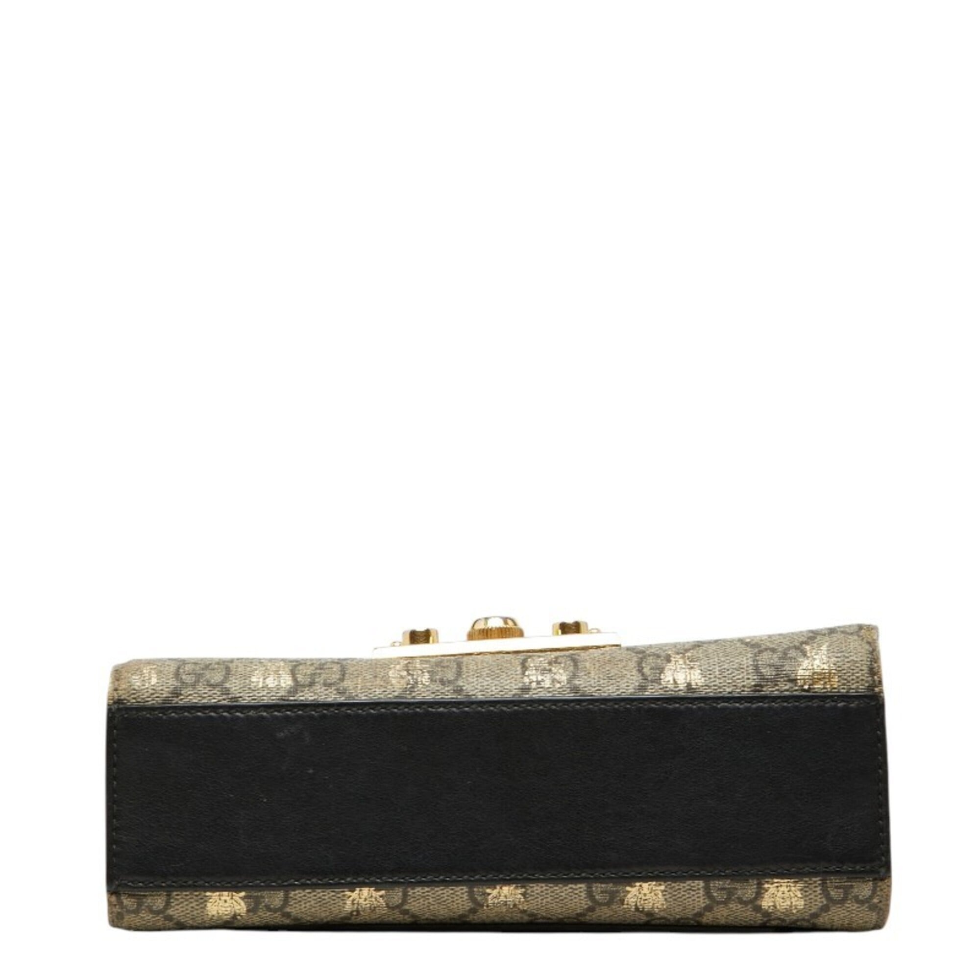 Gucci Black Gold Leather Shoulder Bag (Pre-Owned)