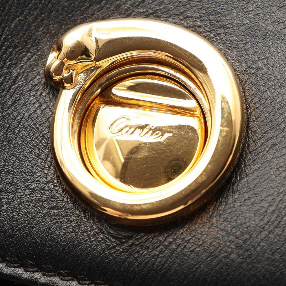 Cartier Black Leather Clutch Bag Handbag (Pre-Owned)