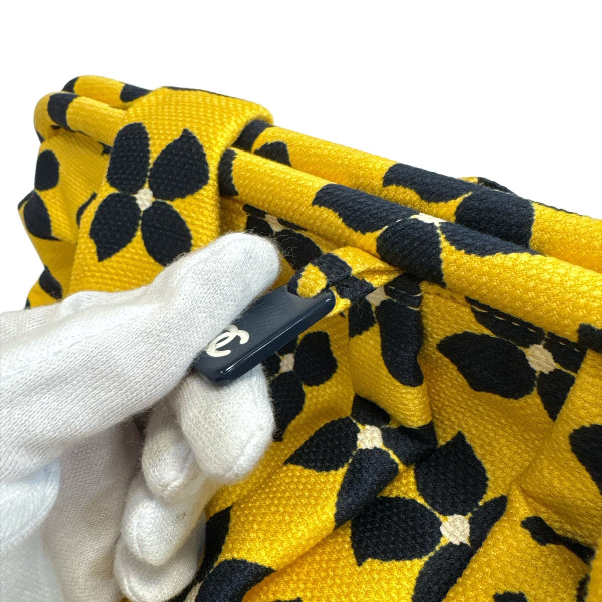 Chanel Navy Yellow Canvas Handbag (Pre-Owned)