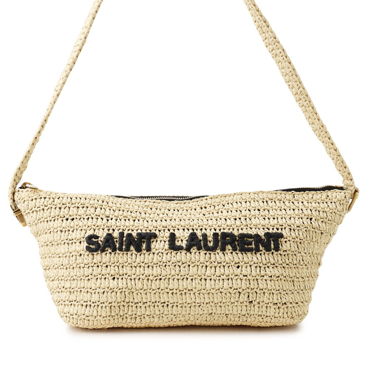 Yves Saint Laurent Beige Raffia Crossbody Bag Handbag Shoulder Bag (Pre-Owned)