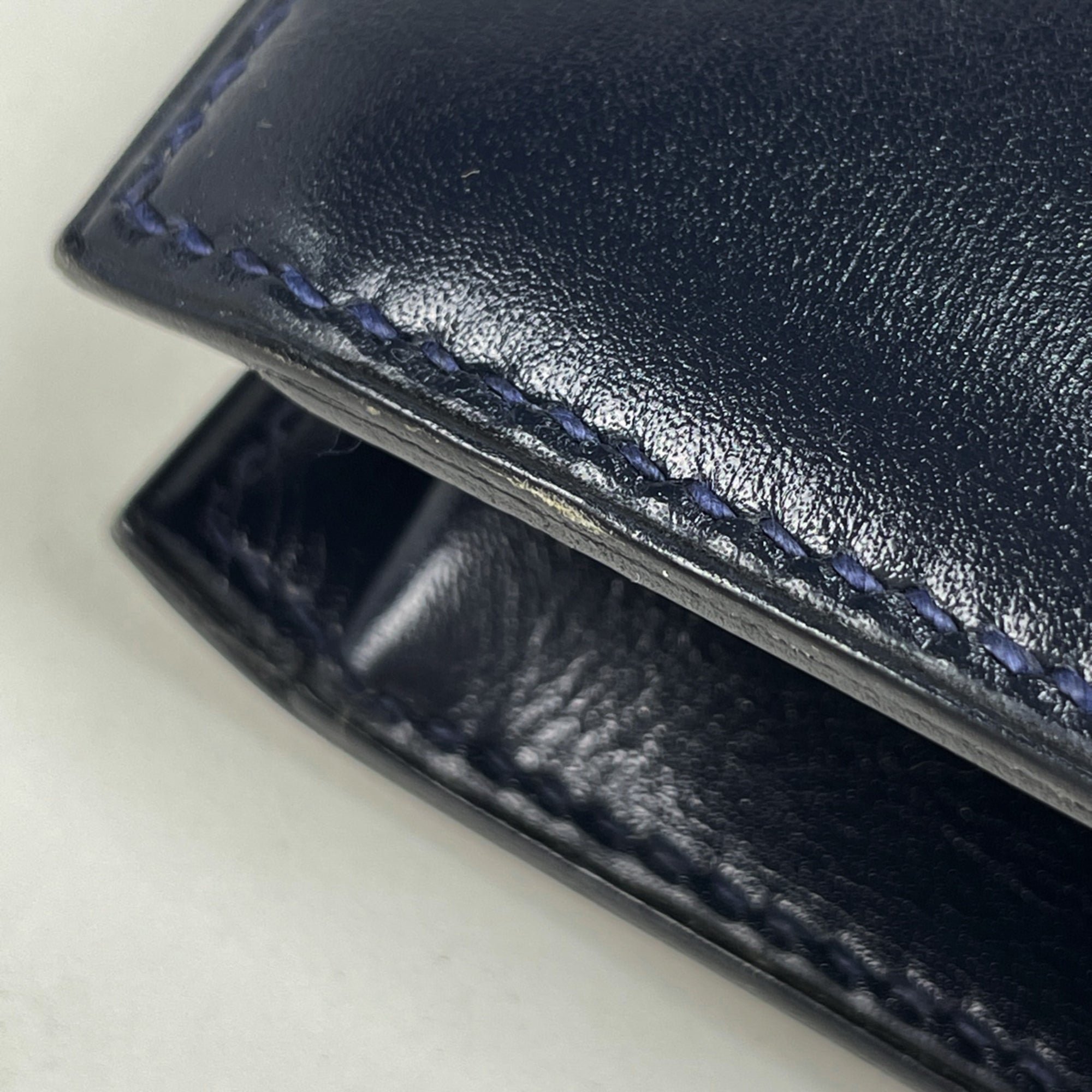 Hermes Navy Box Calf Leather Clutch Bag (Pre-Owned)
