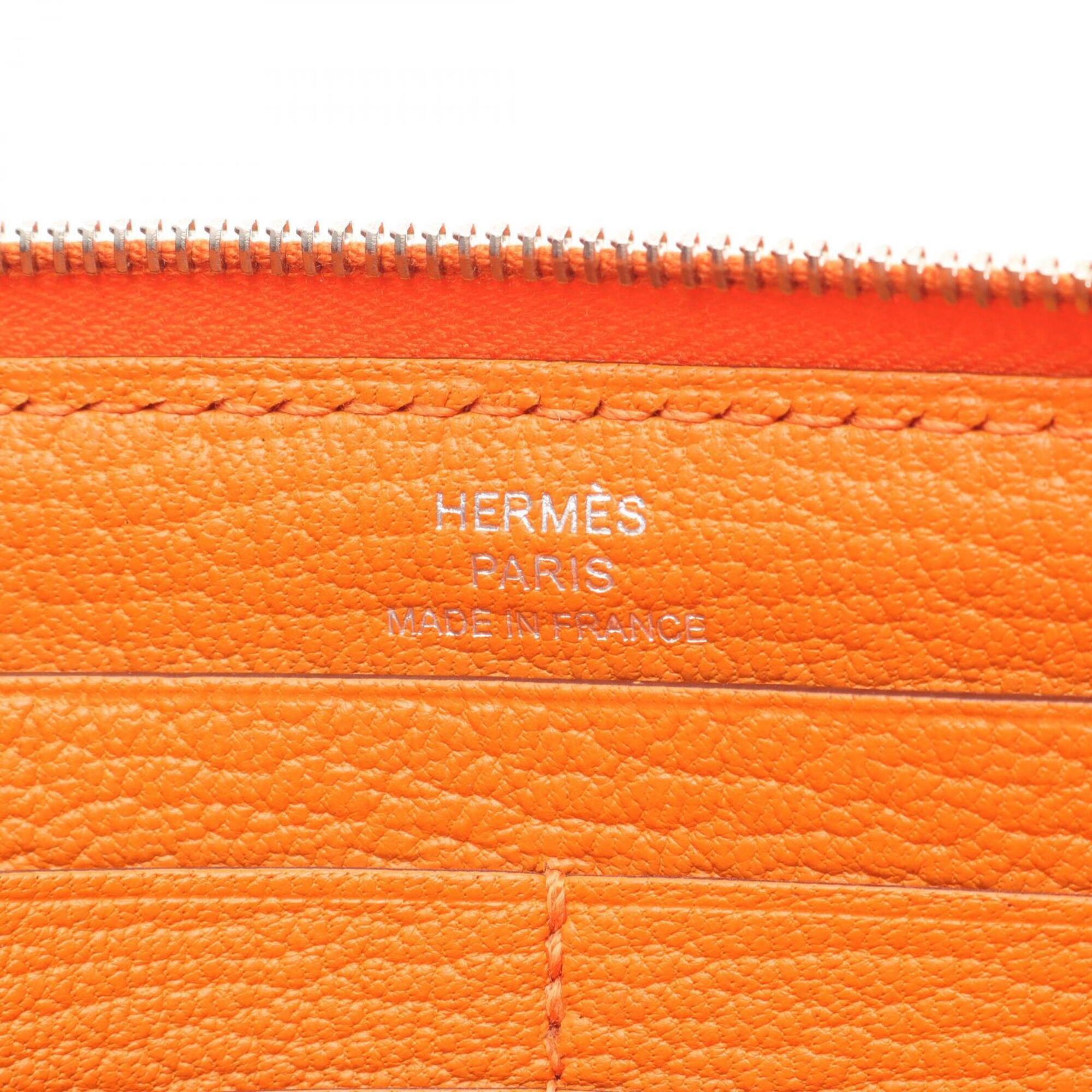 Hermes Feu Orange Chevre Leather Leather Long Wallet (Bi-Fold) (Pre-Owned)