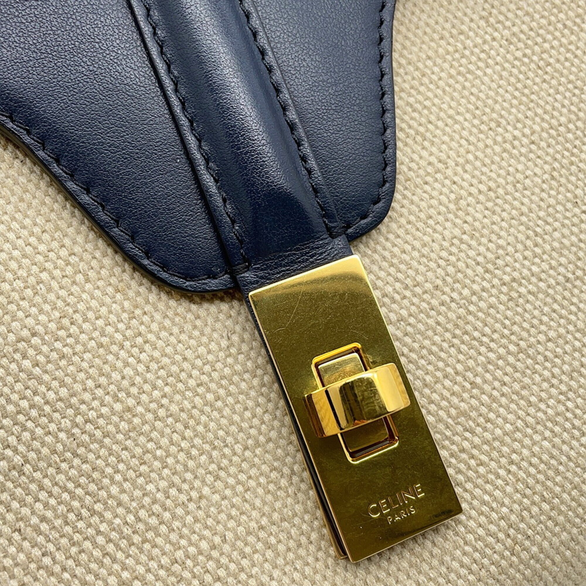 Celine Navy Raffia Handbag Shoulder Bag (Pre-Owned)