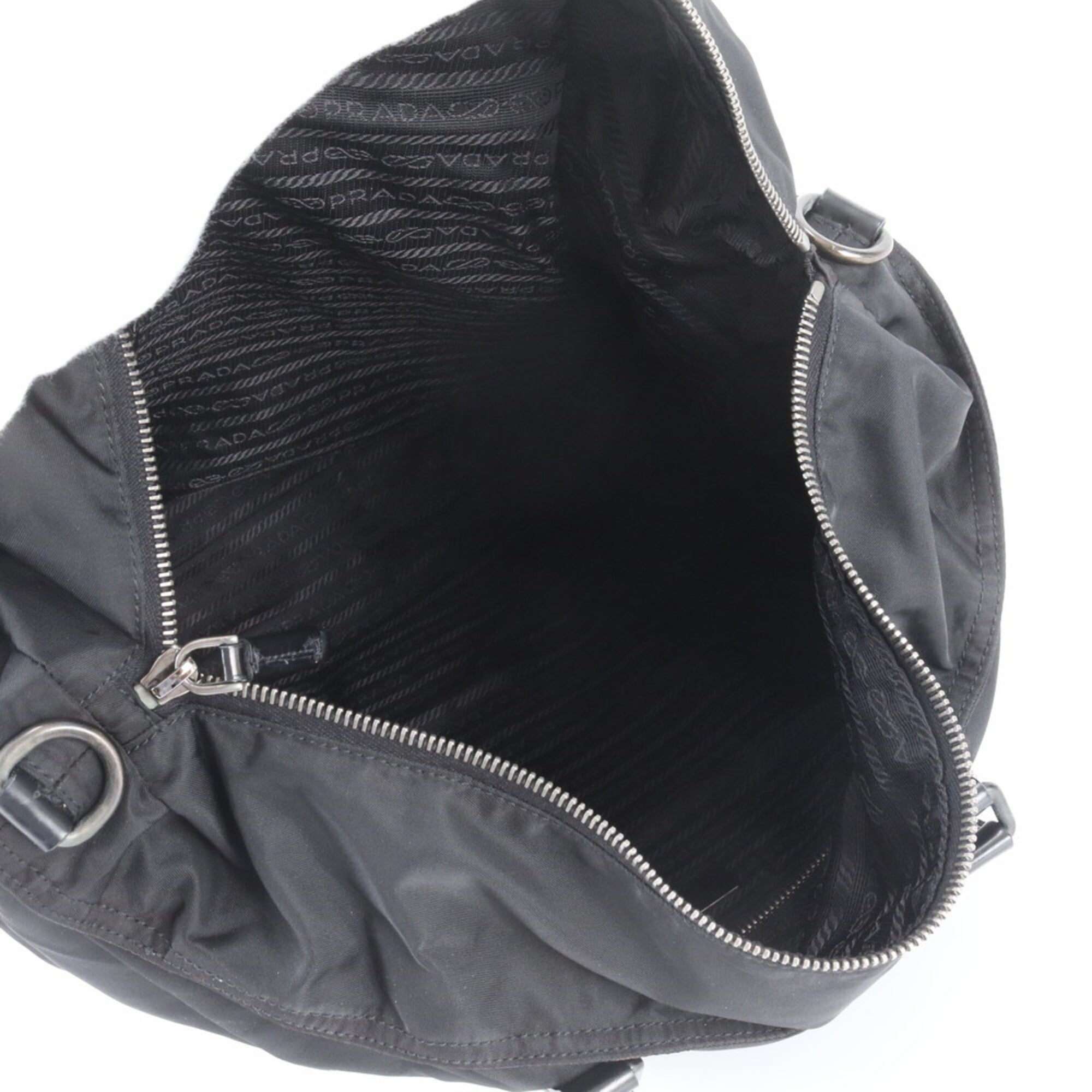 Prada Black White Nylon Leather Handbag (Pre-Owned)