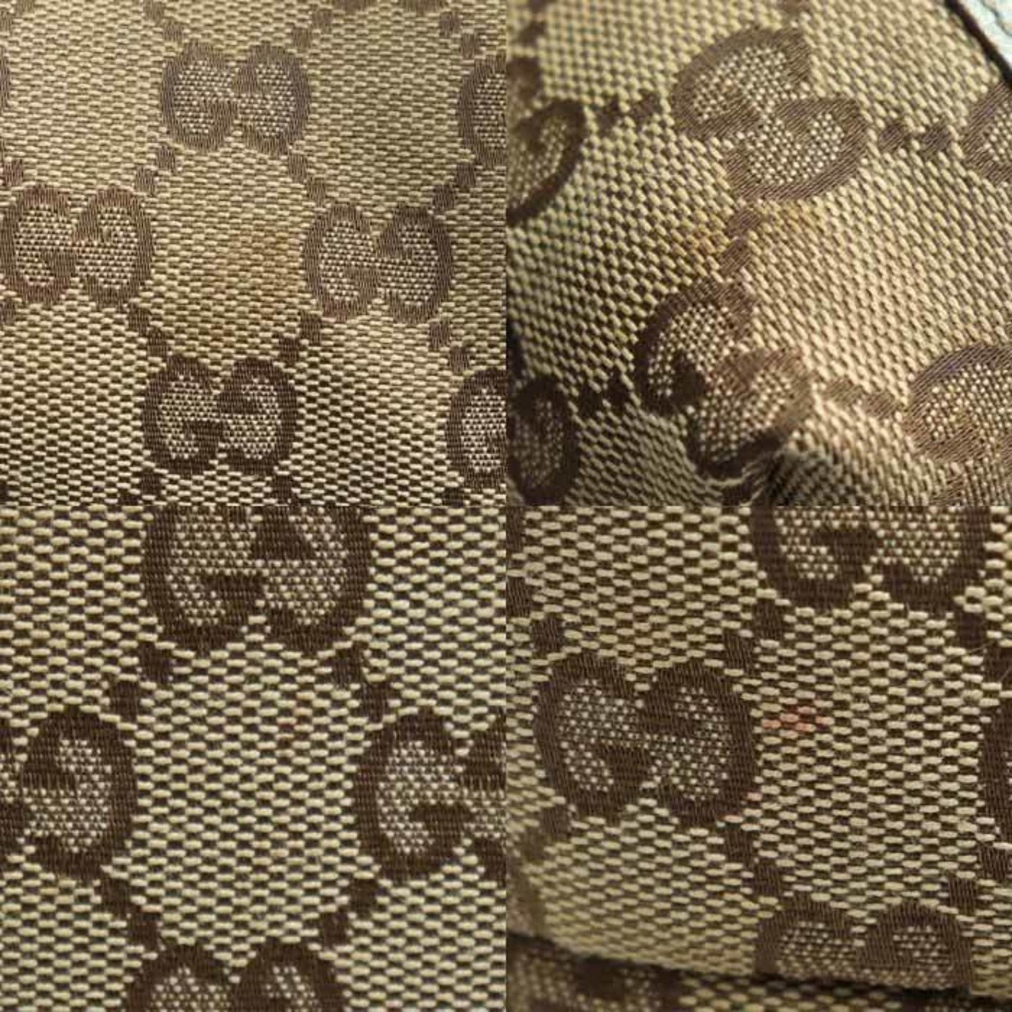 Gucci Gg Canvas Beige Gg Canvas Leather Handbag (Pre-Owned)